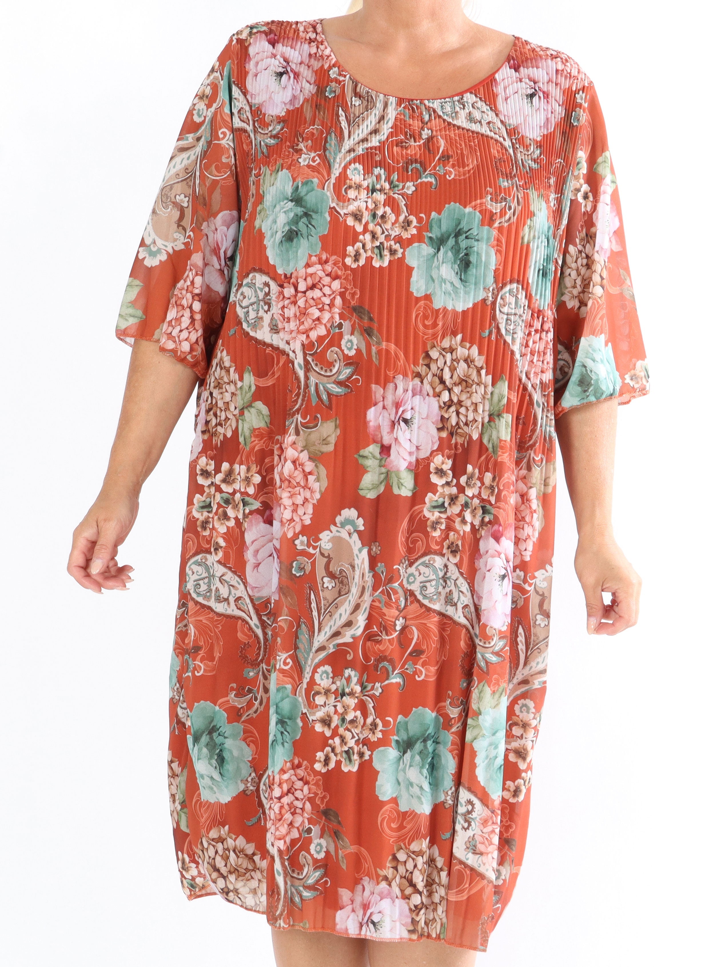 Zion Flower - Plisserad klänning med blommönster