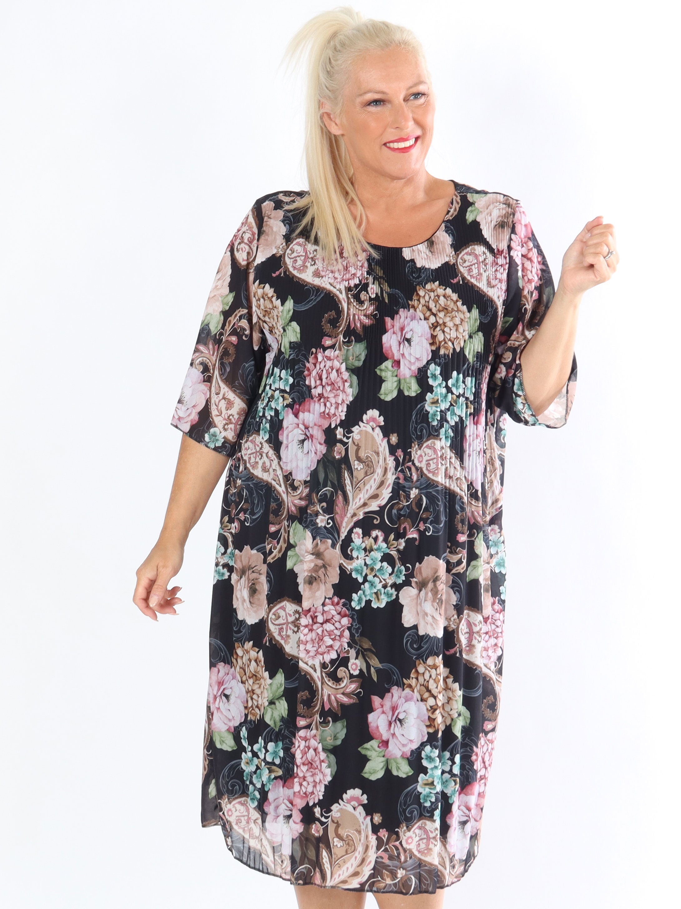 Zion Flower - Plisserad klänning med blommönster