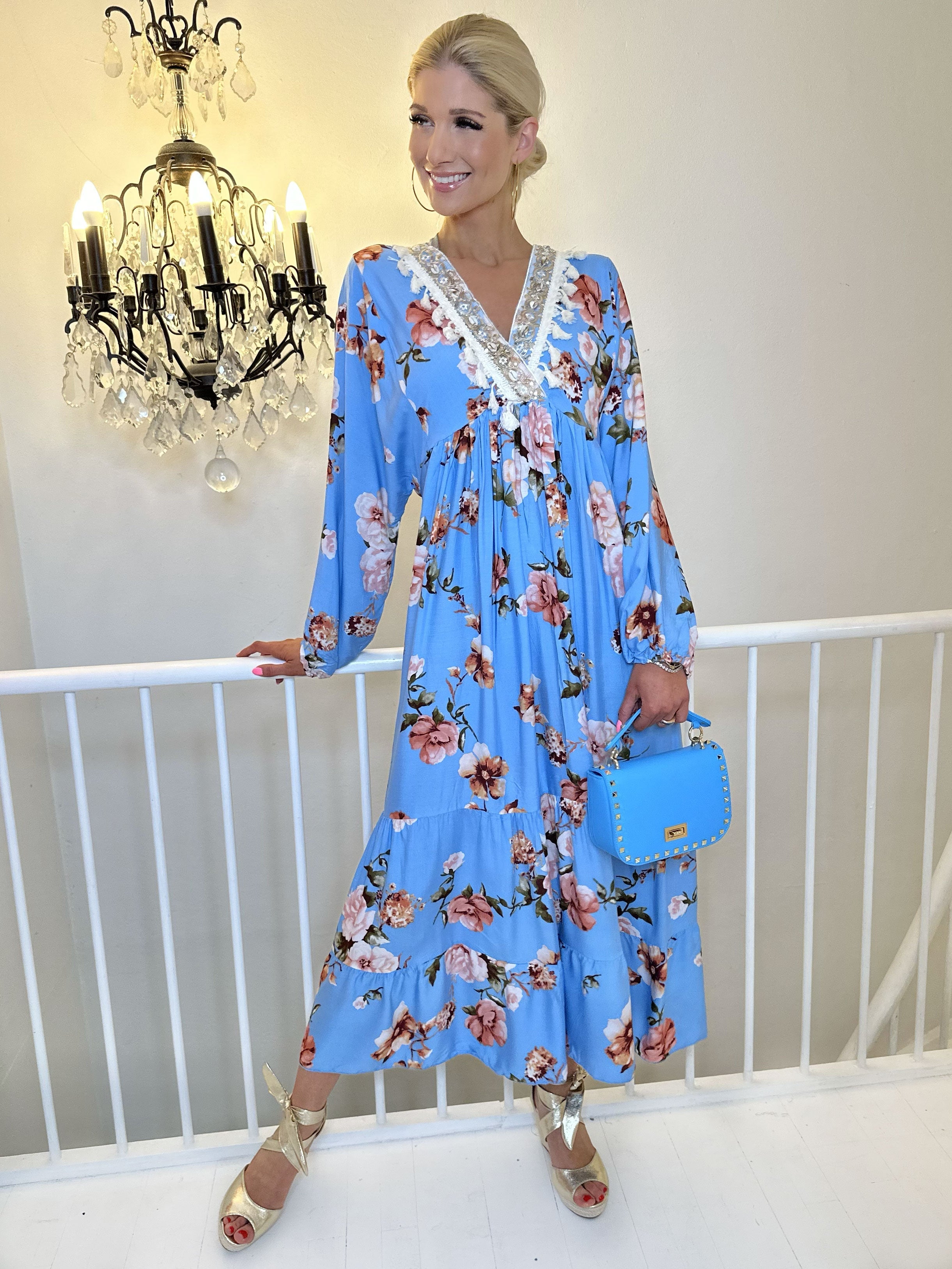 Adelaida Flower - Tunikaklänning med snäckor och fransar