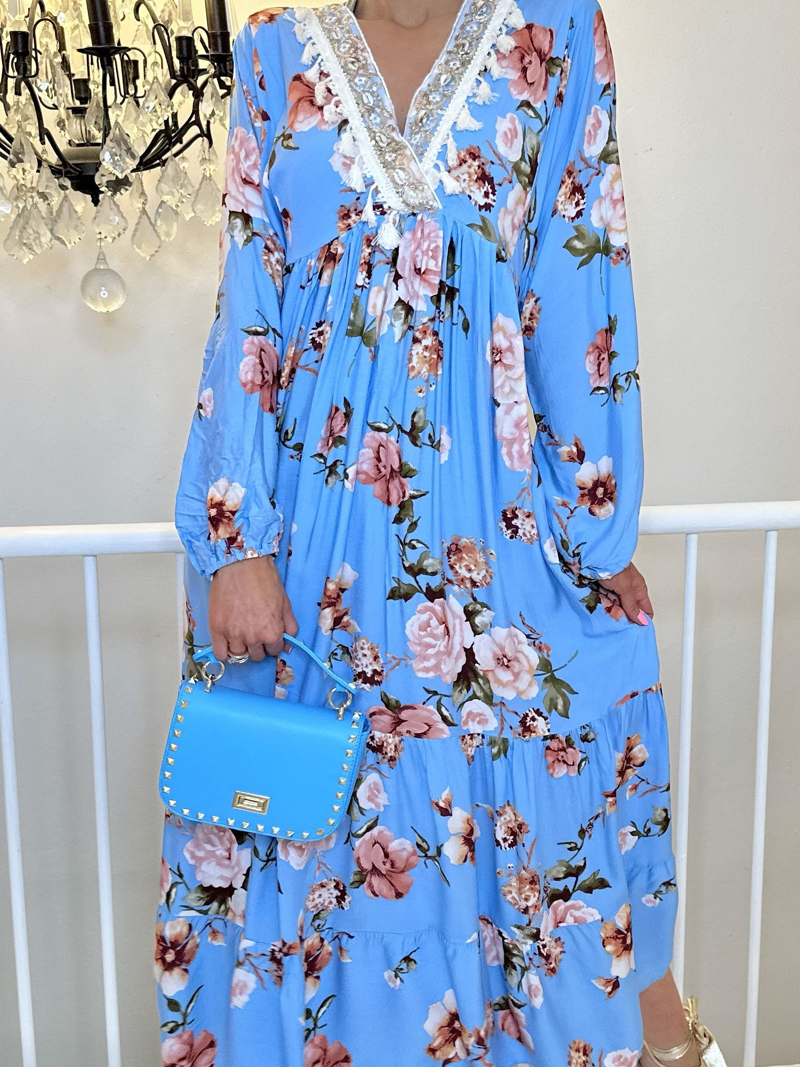 Adelaida Flower - Tunikaklänning med snäckor och fransar