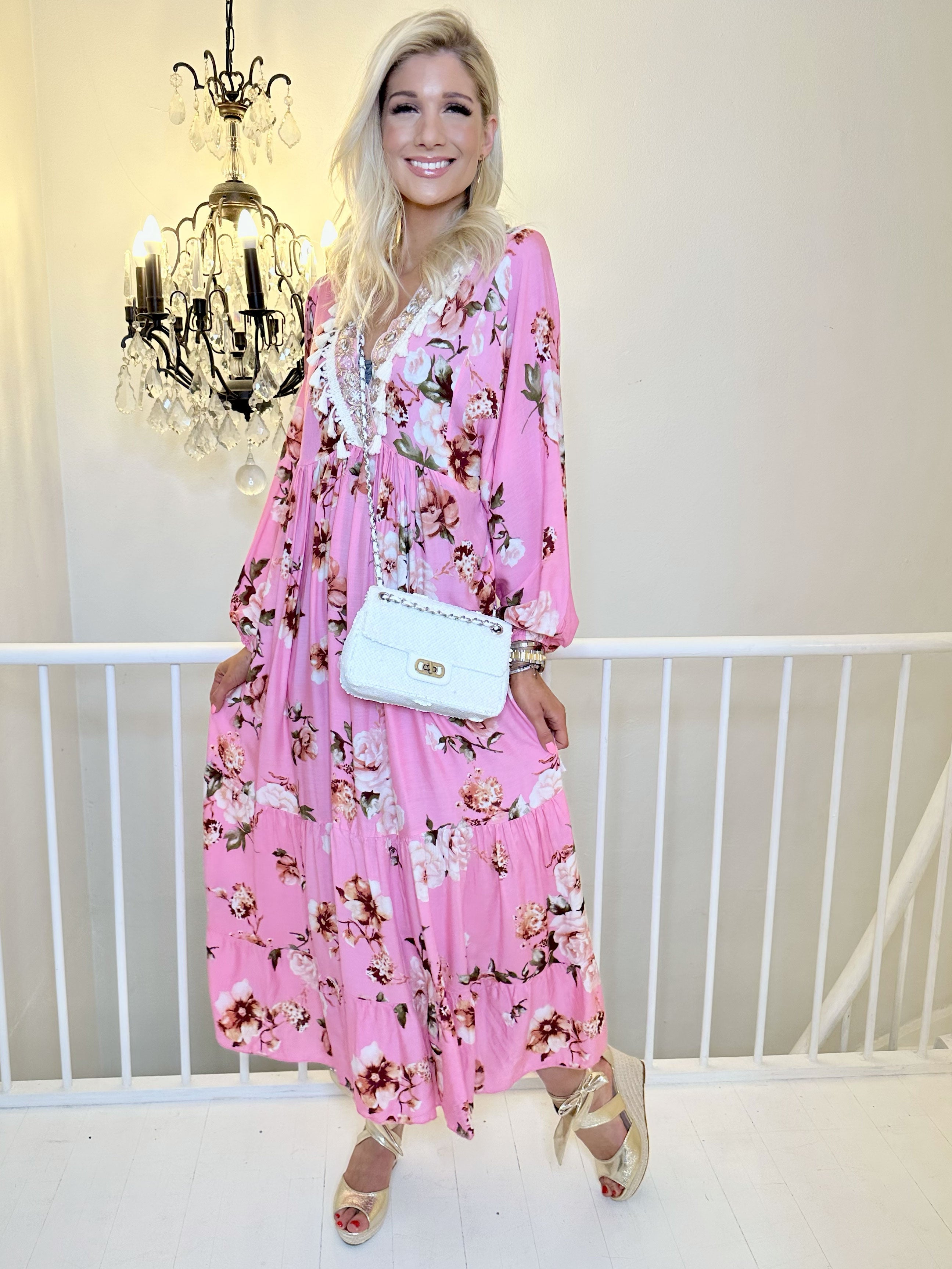 Adelaida Flower - Tunikaklänning med snäckor och fransar