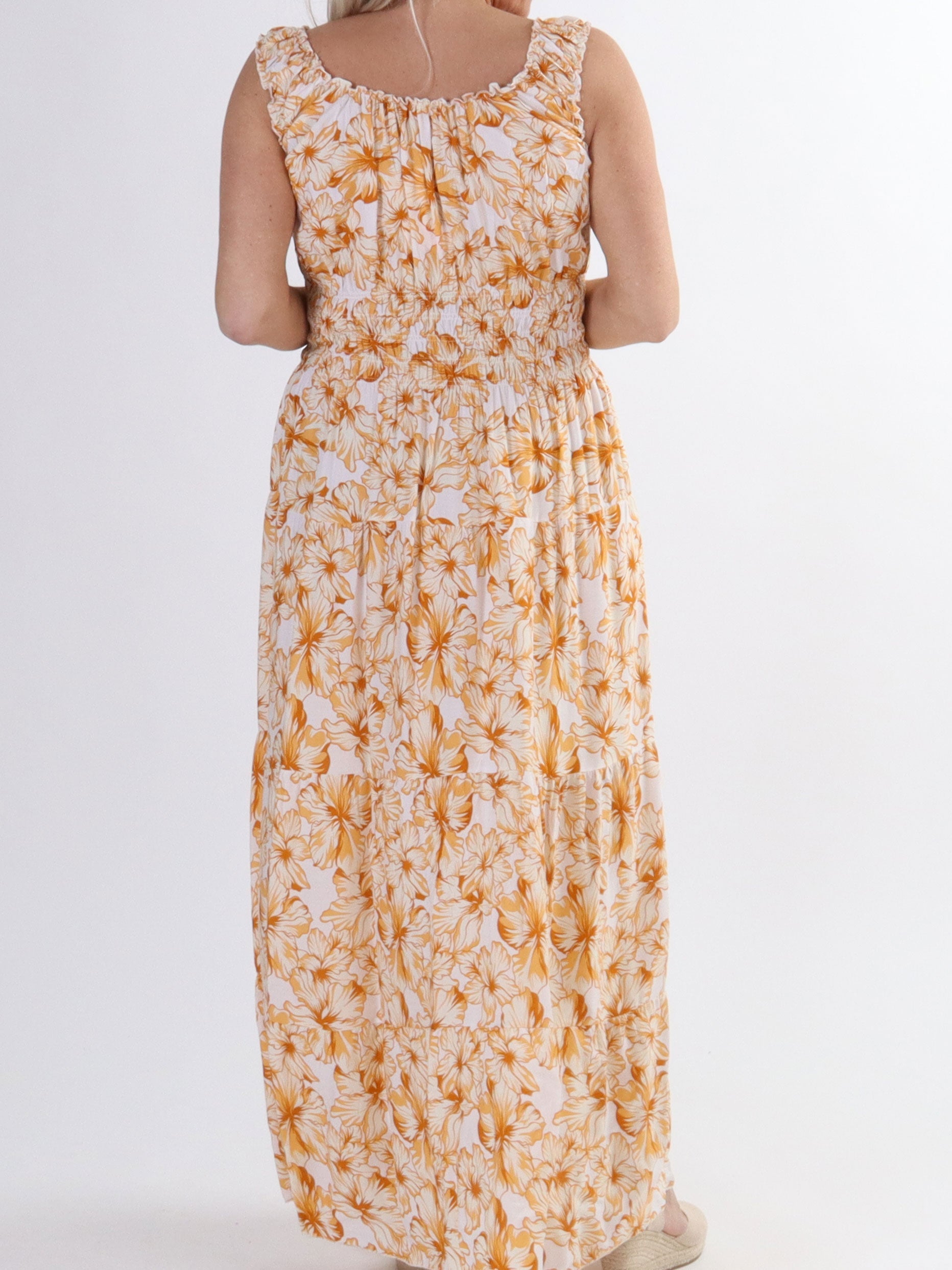 Alicia Hawaii - Söt klänning i plus size med smock och hawaii blommor - Blue