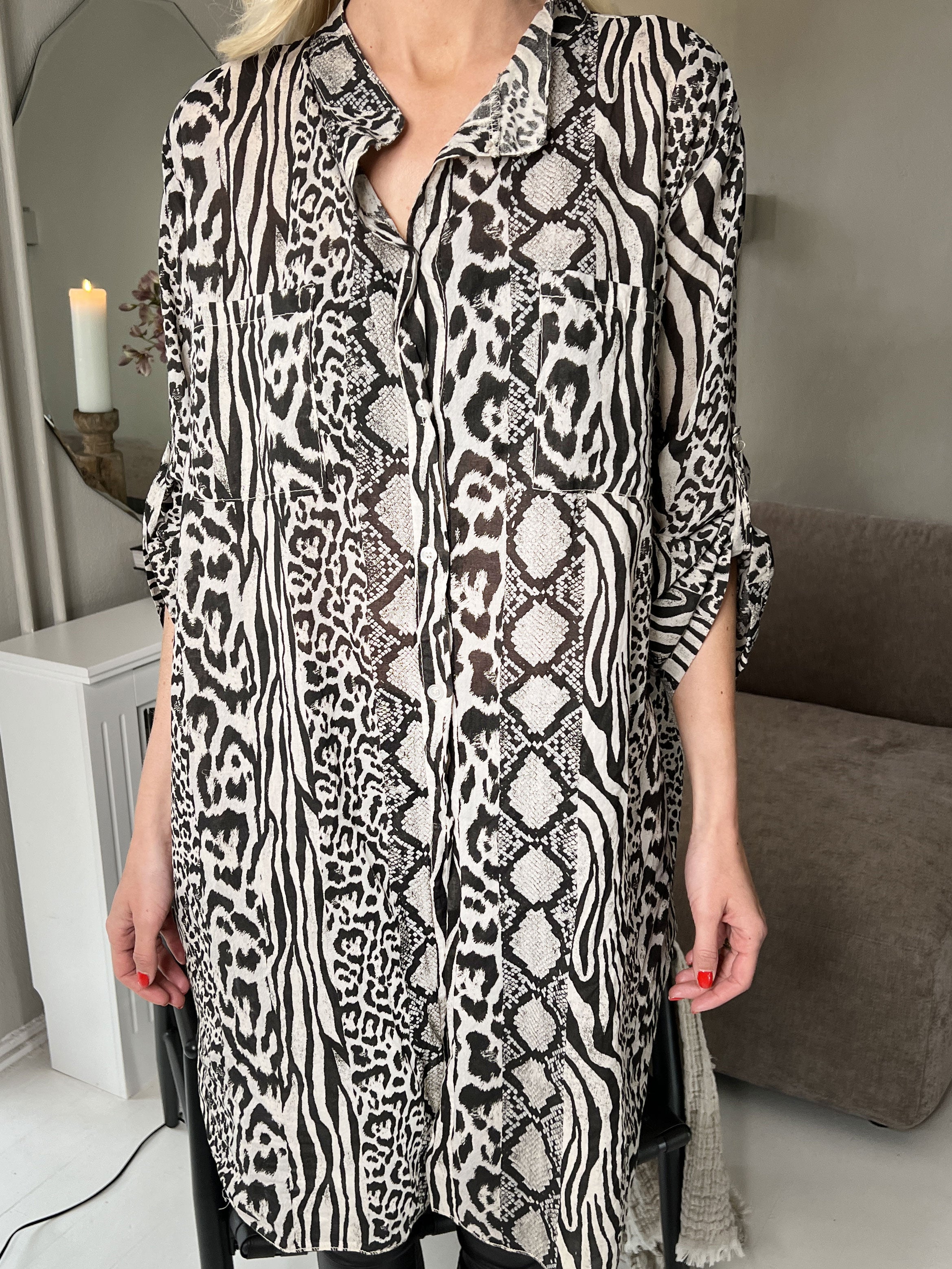 Berna Animal - Skjorta i blandat djurtryck med fickor