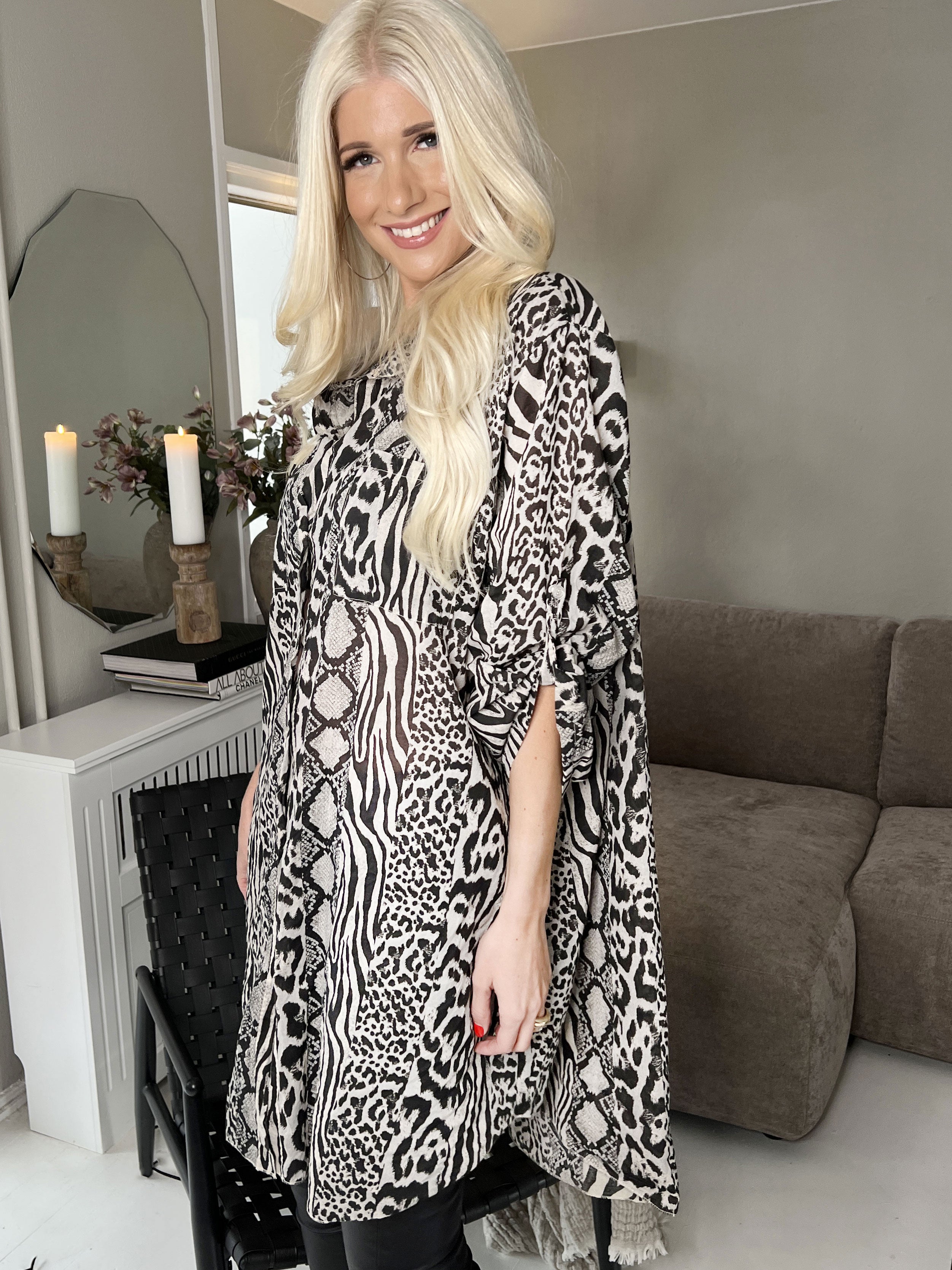 Berna Animal - Skjorta i blandat djurtryck med fickor