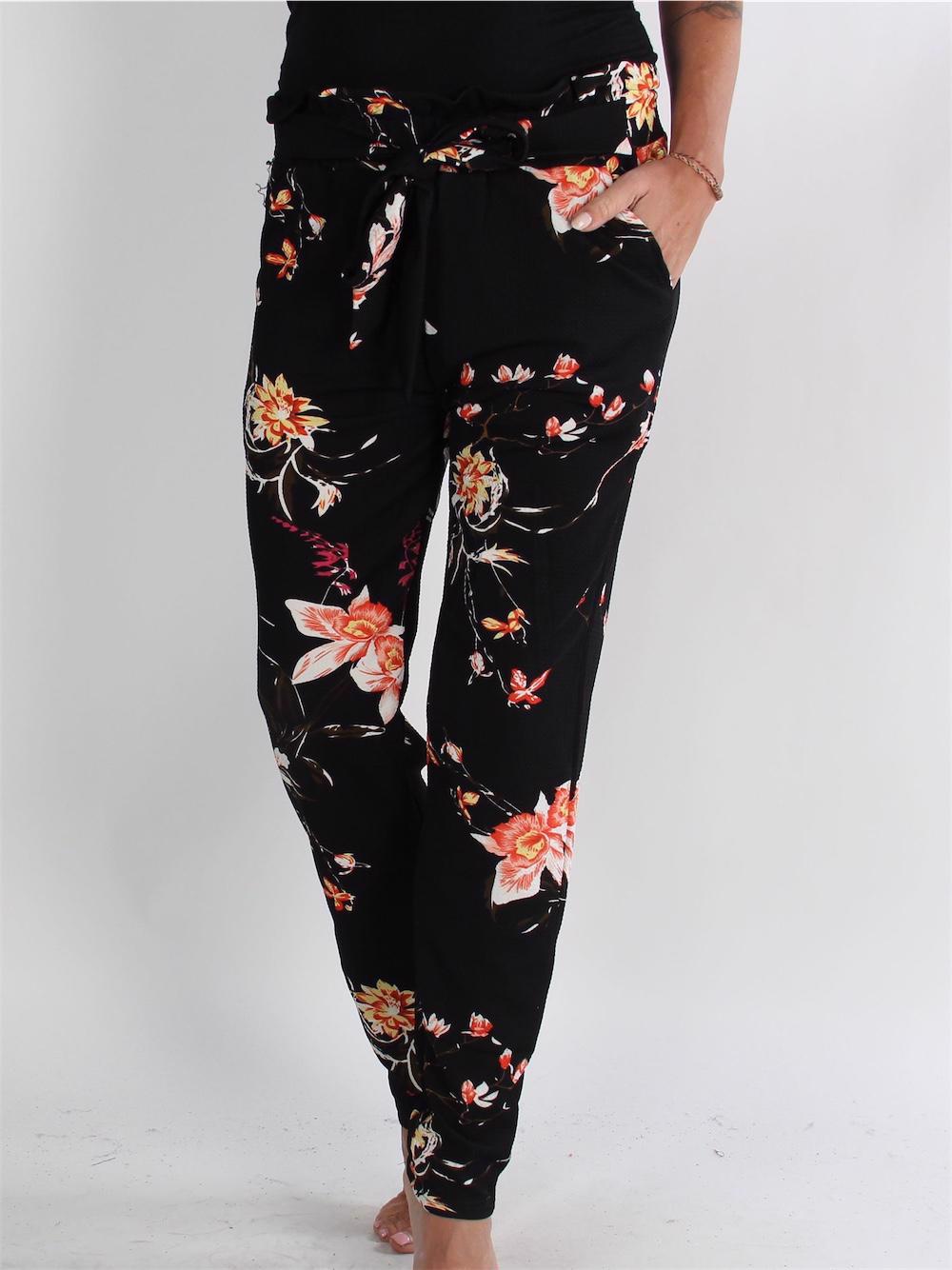 Castor - Armégröna hög midja byxor med blommönster