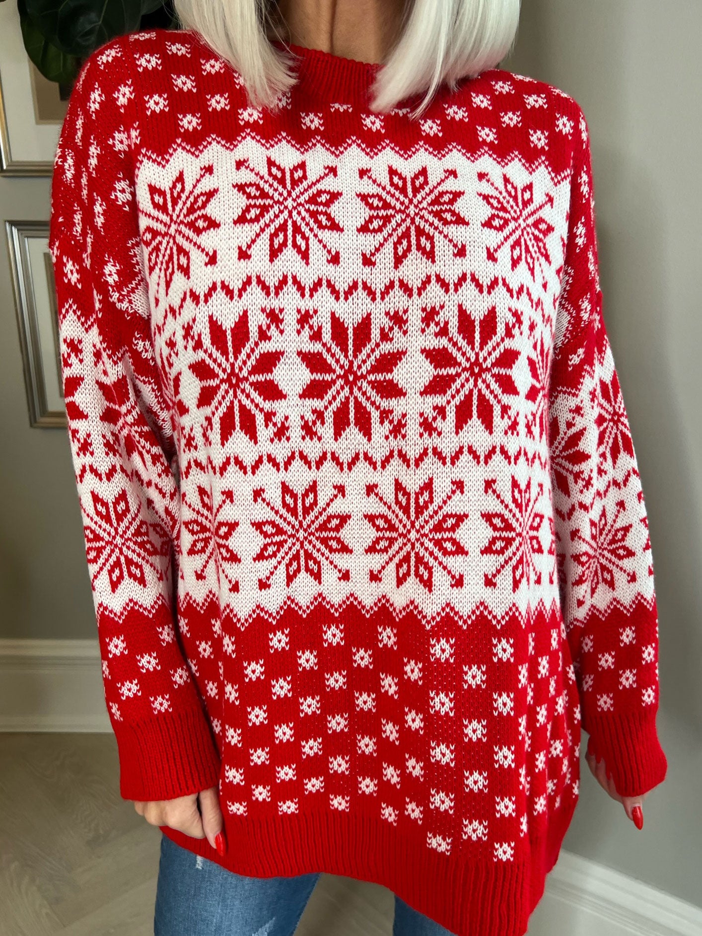 Christmas -  Plus size Jultröja med snöflingor