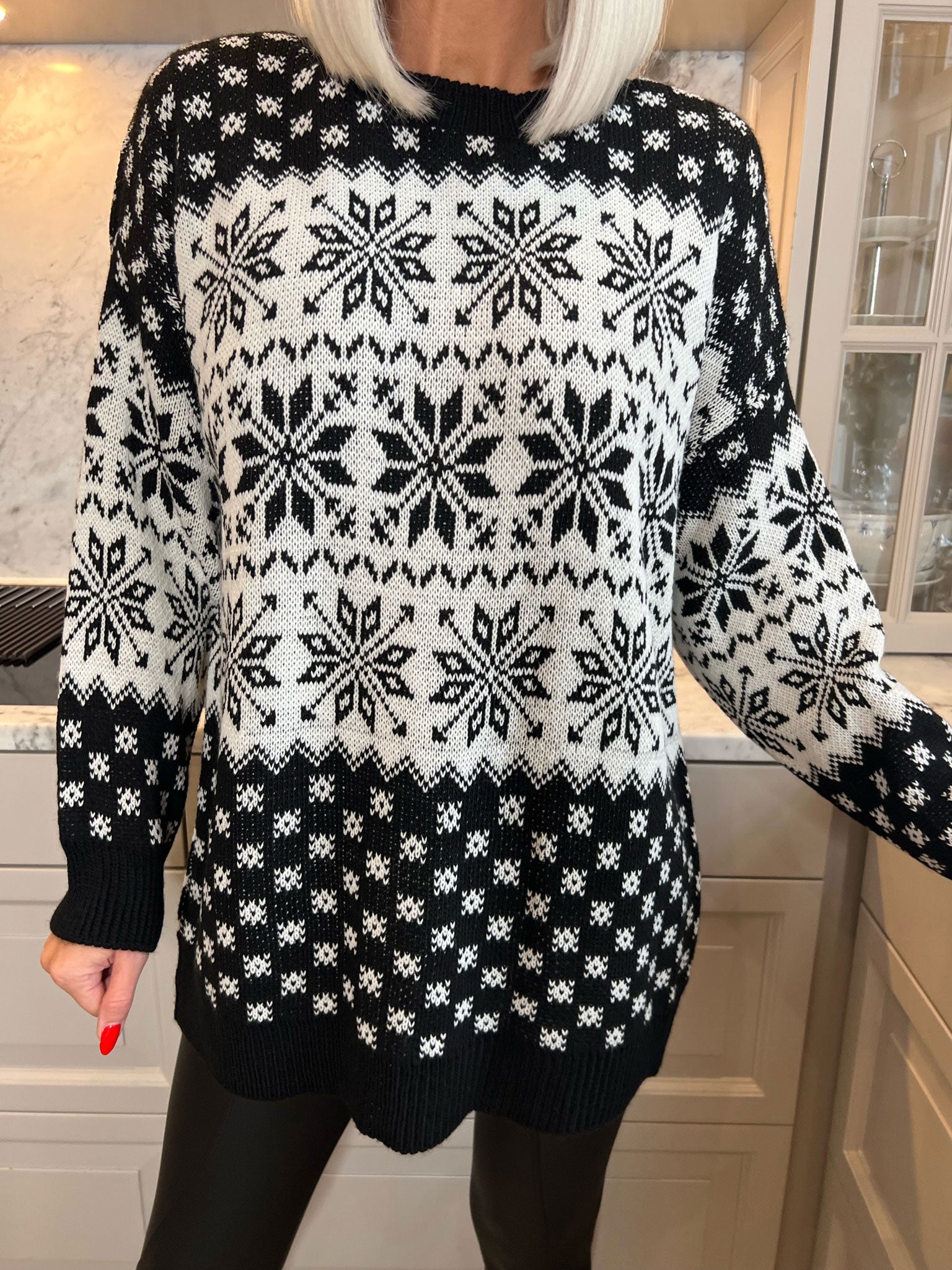 Christmas -  Plus size Jultröja med snöflingor