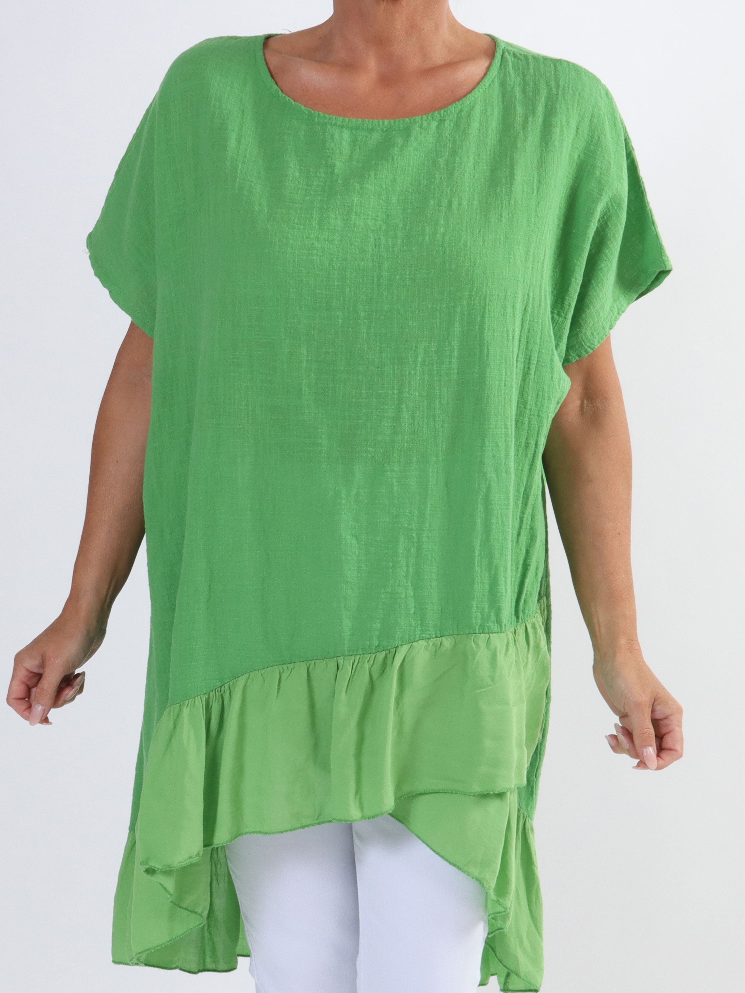 Elba - Tunika med förskjuten längd och volanger i plusstorlek - Rose