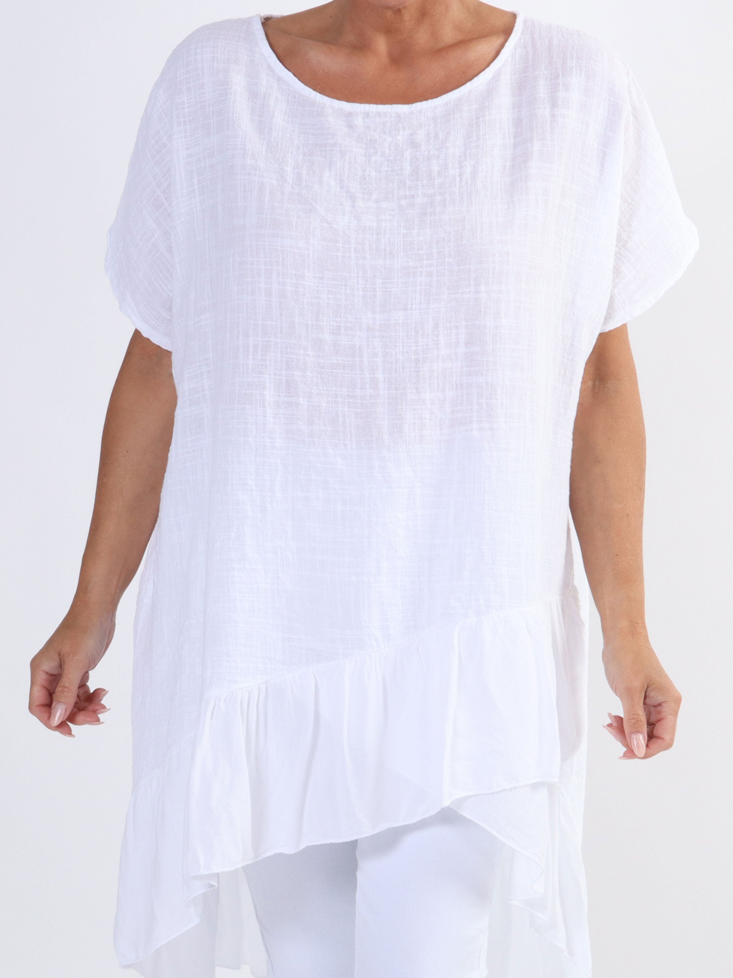 Elba - Tunika med förskjuten längd och volanger i plusstorlek