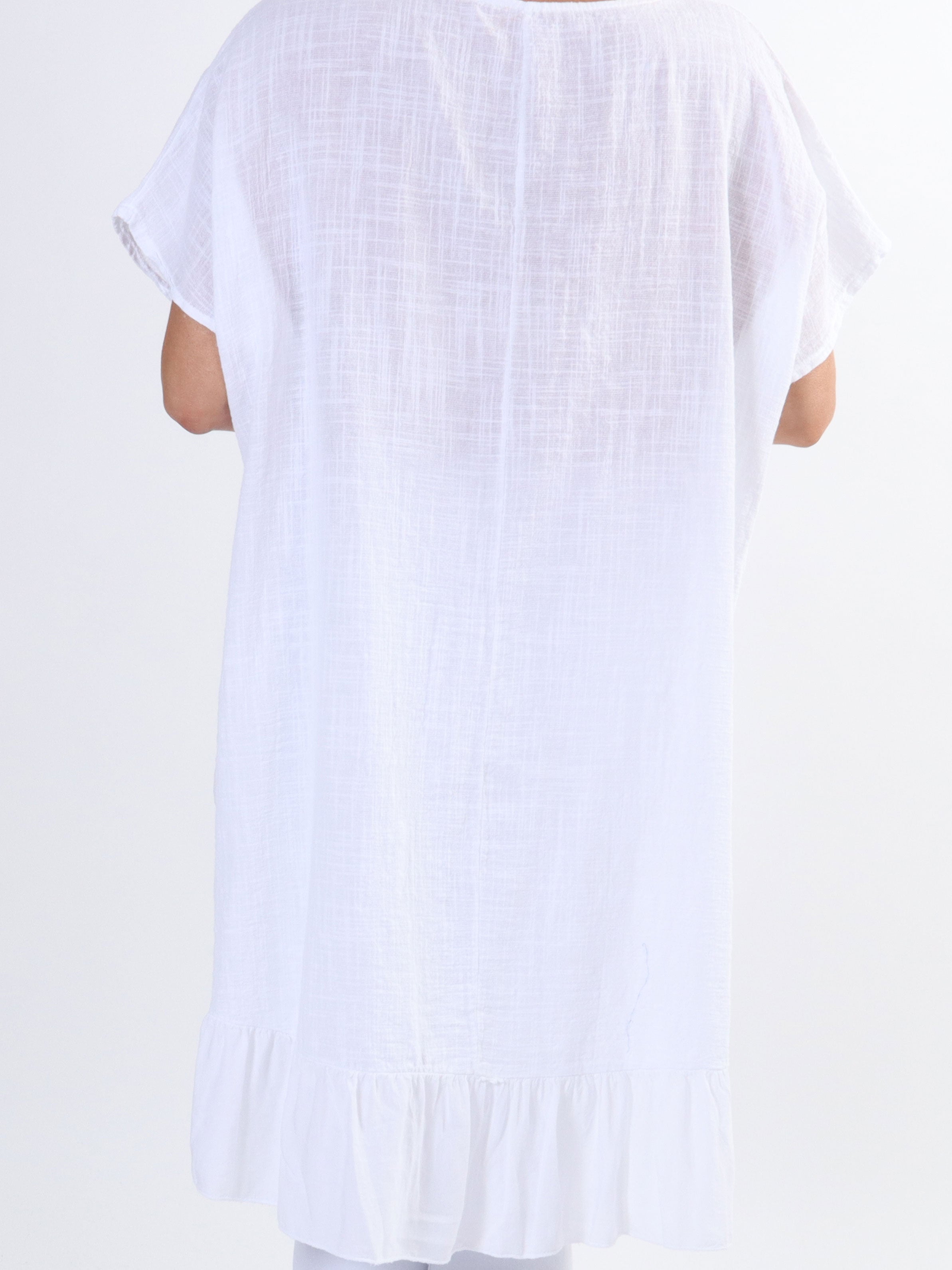 Elba - Tunika med förskjuten längd och volanger i plusstorlek