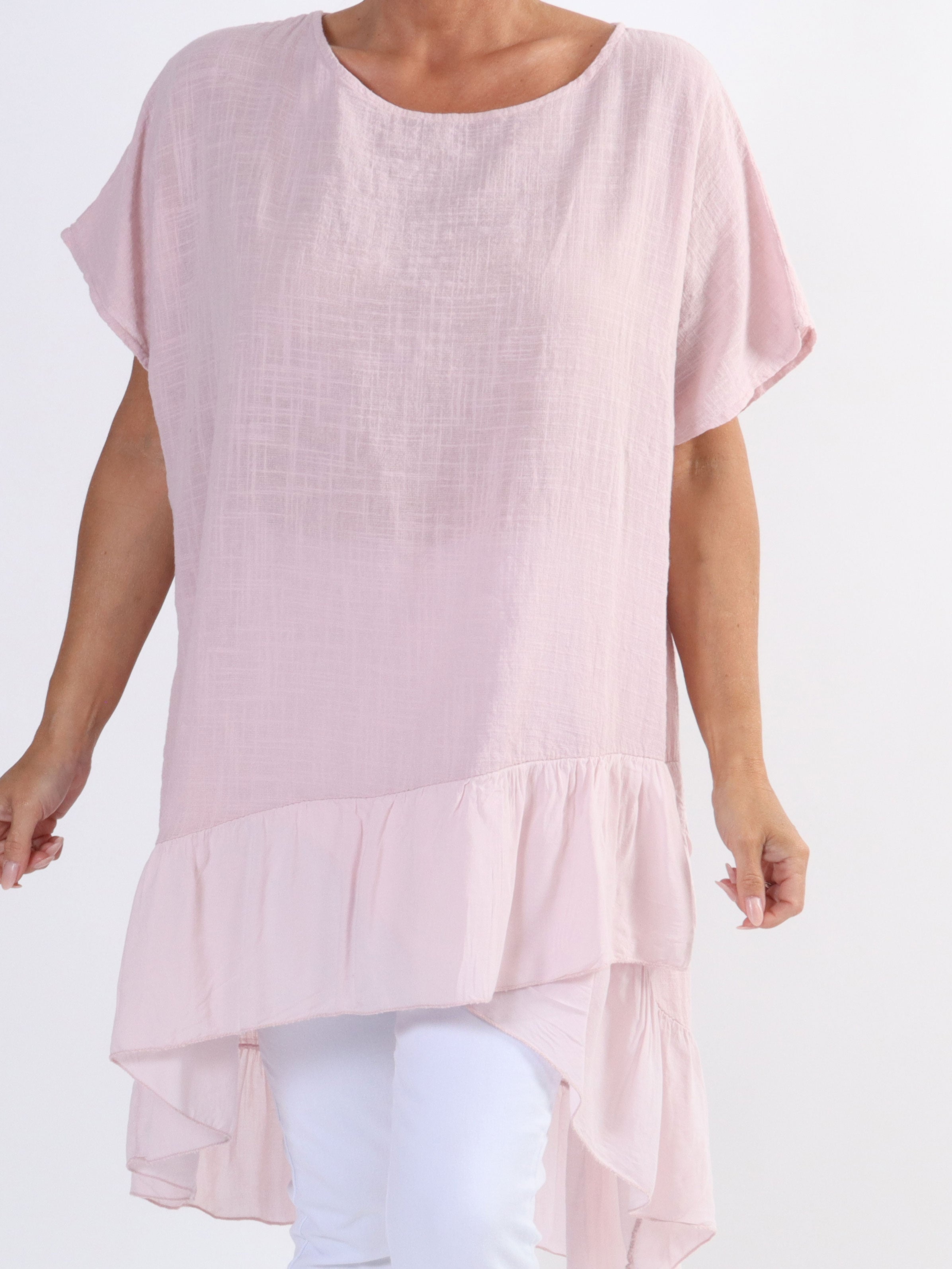 Elba - Tunika med förskjuten längd och volanger i plusstorlek