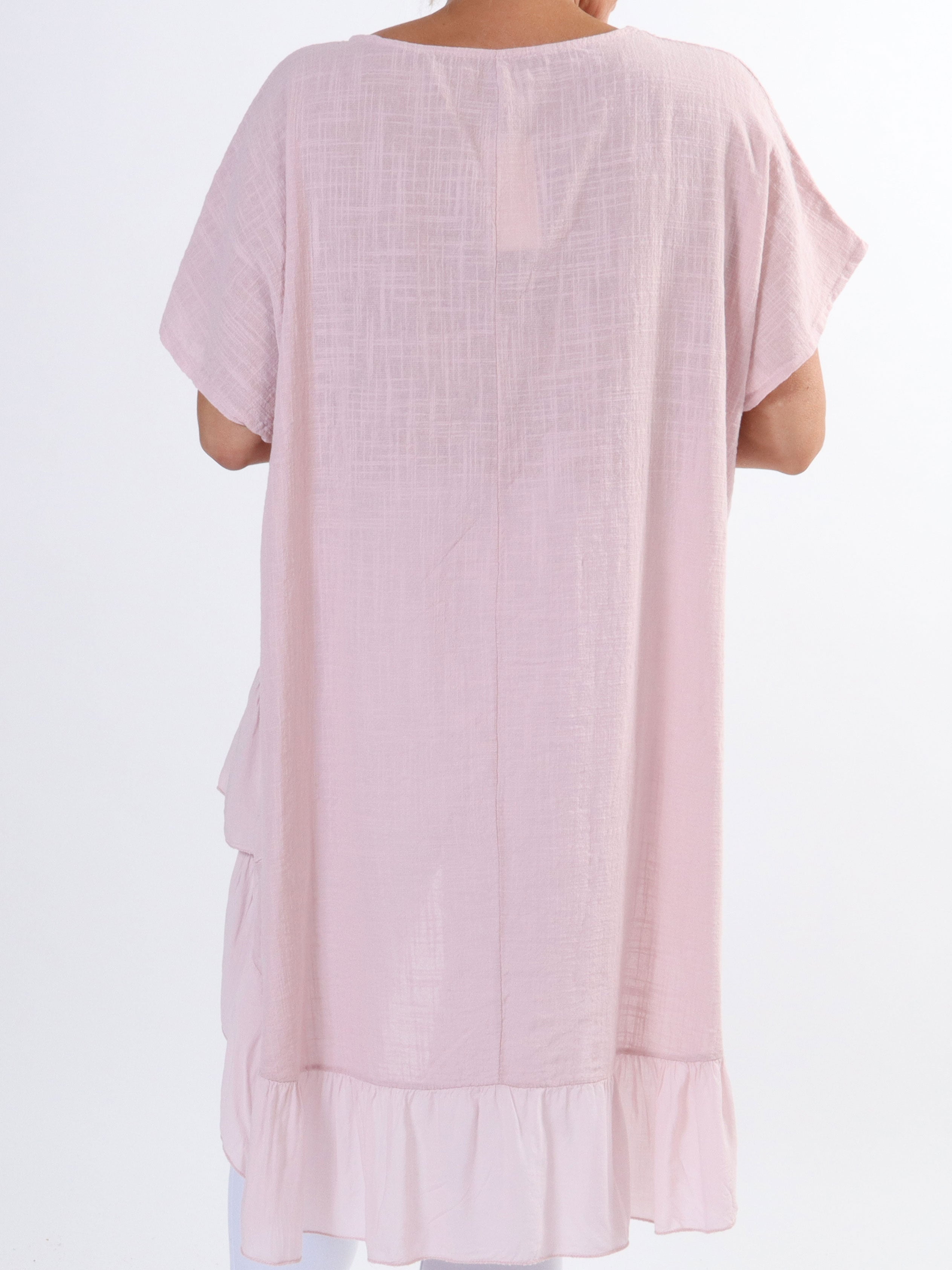 Elba - Tunika med förskjuten längd och volanger i plusstorlek