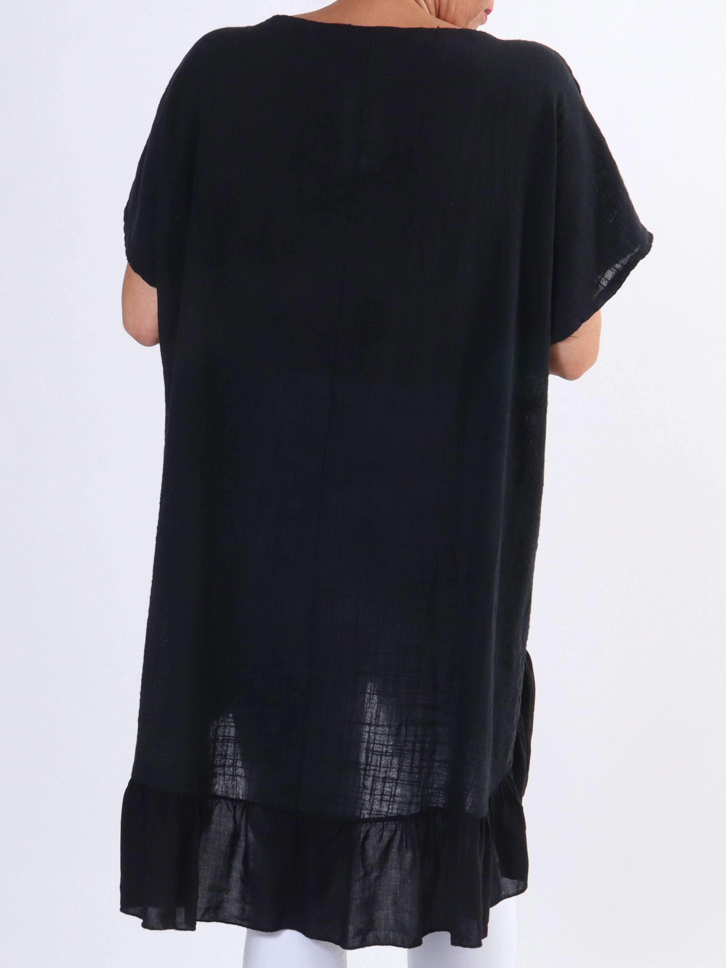 Elba - Tunika med förskjuten längd och volanger i plusstorlek