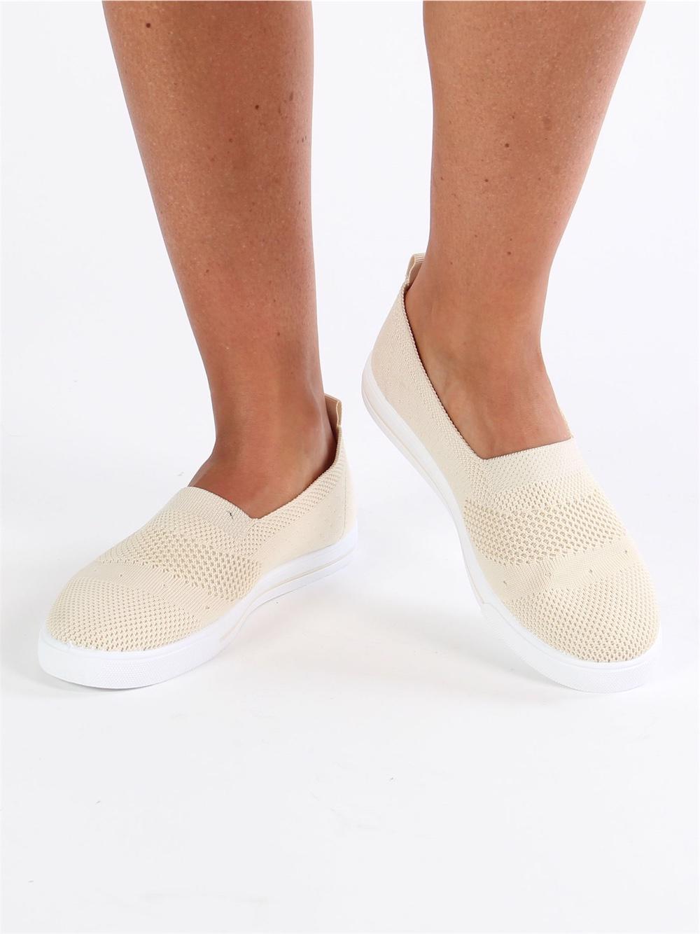 Gotzone - Beige espadrillos med vit gummisula