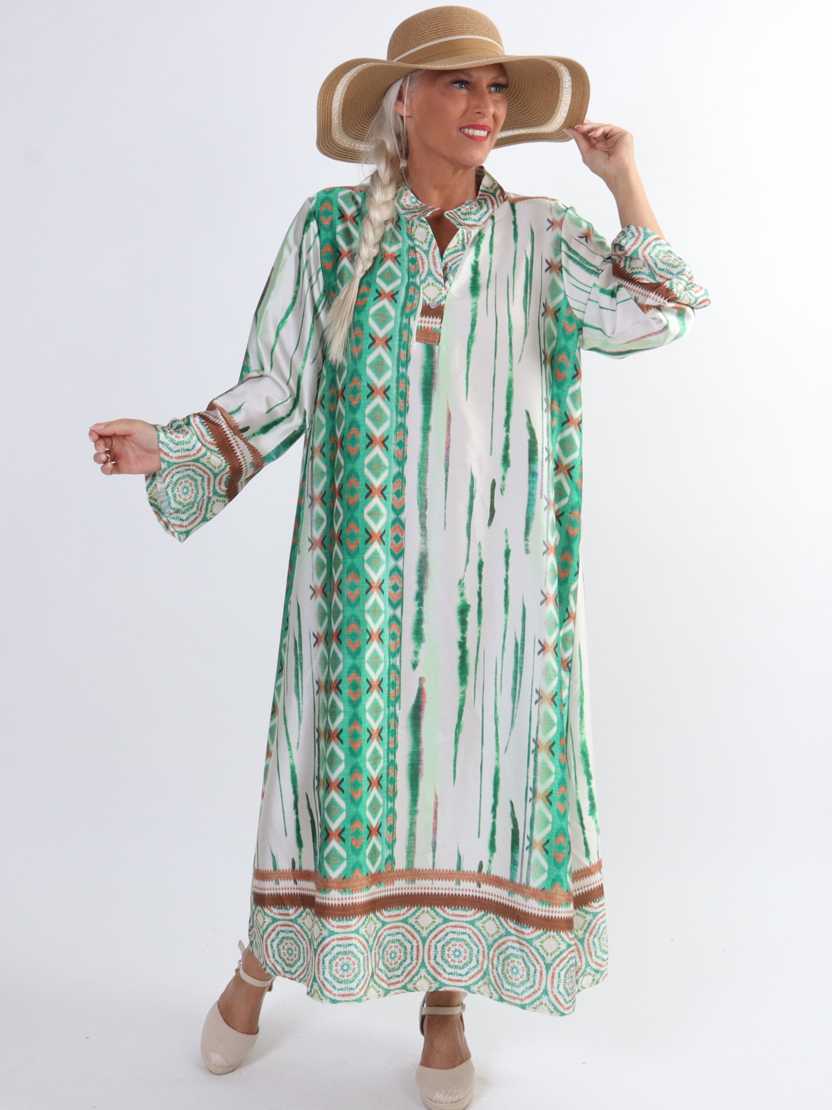 Hyben - Långärmad klänning i sidenlook