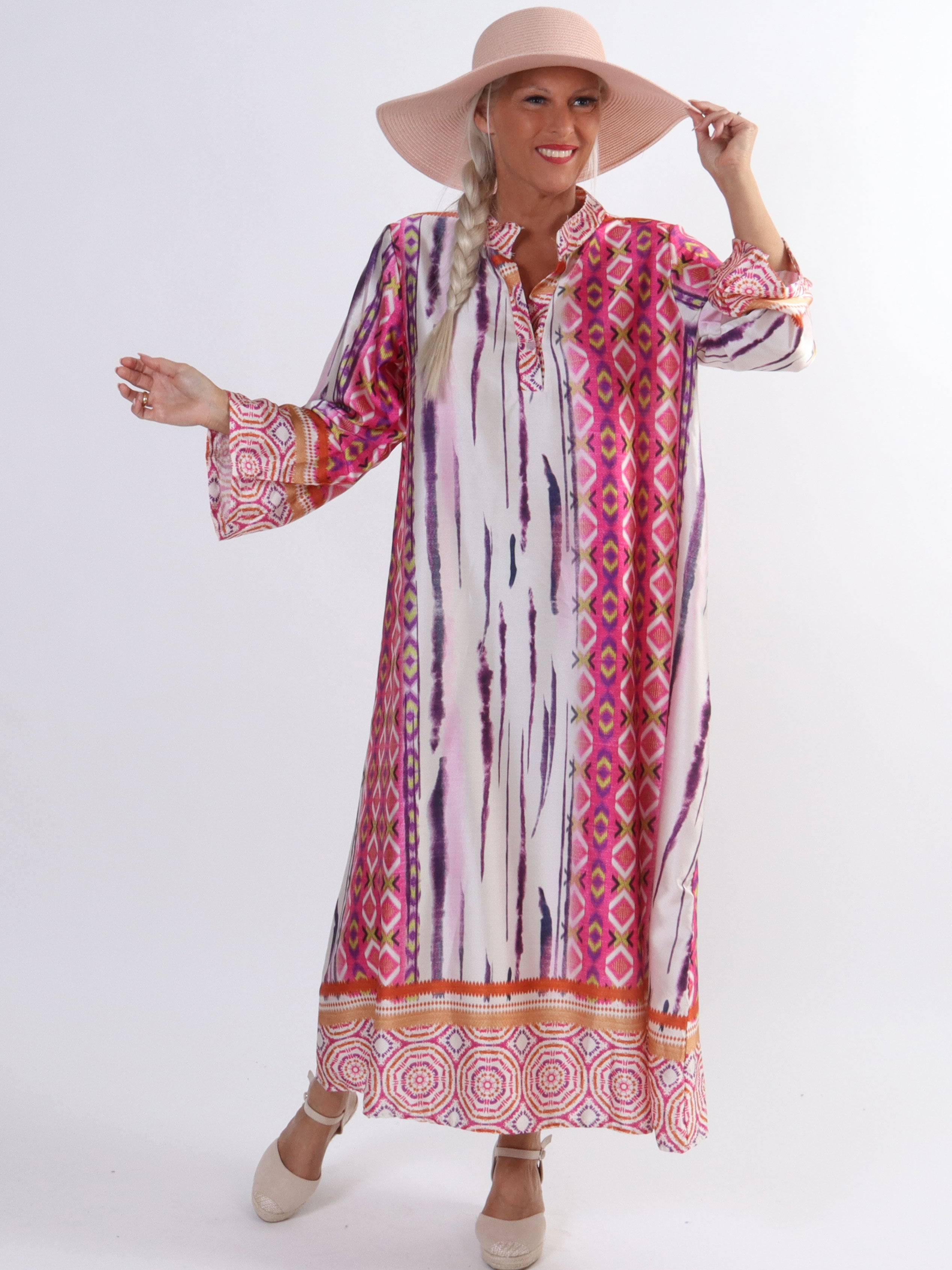 Hyben - Långärmad klänning i sidenlook