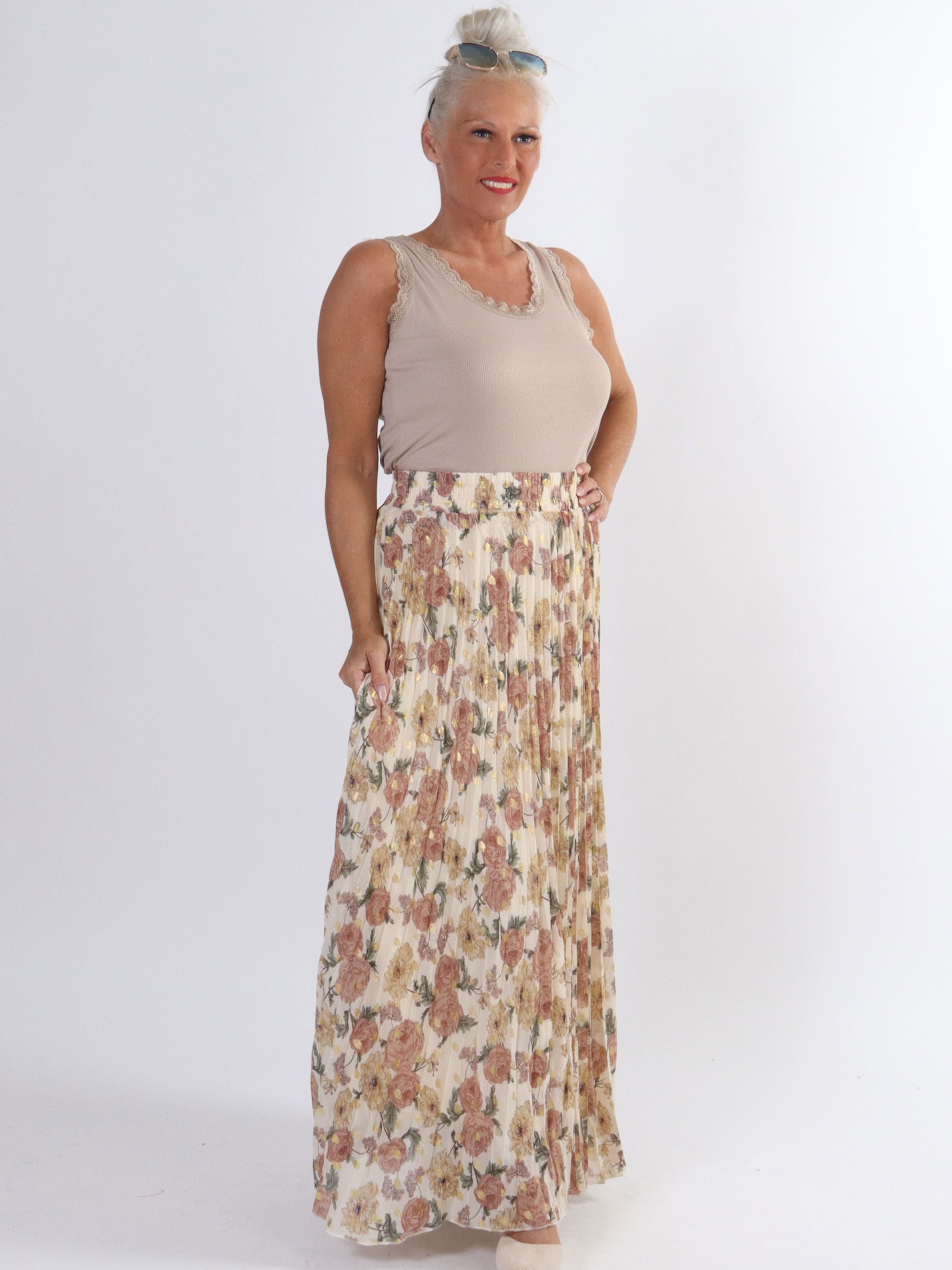 Josefine - Söt plisserad kjol med blommigt tryck - Mint