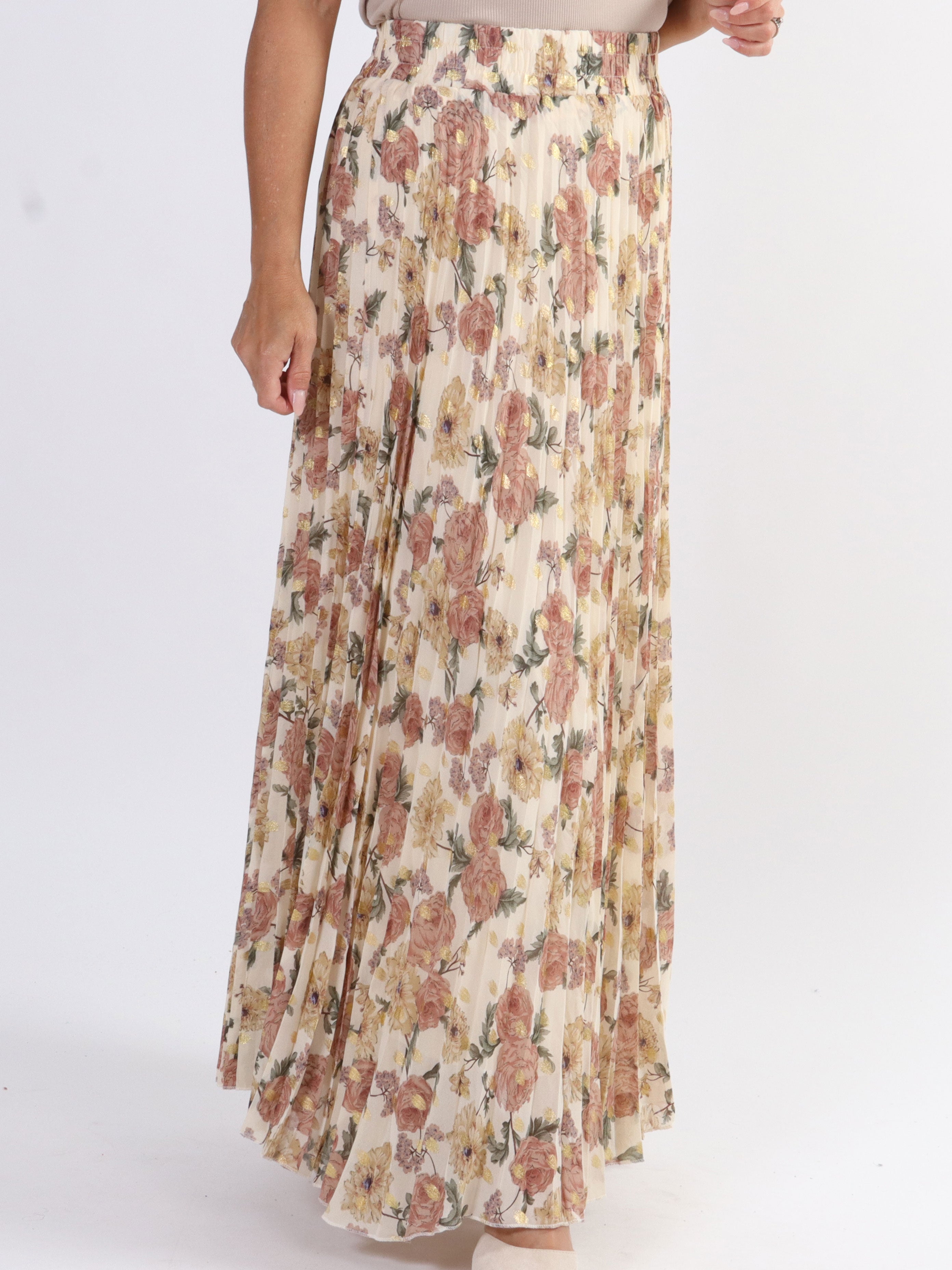 Josefine - Söt plisserad kjol med blommigt tryck - Mint