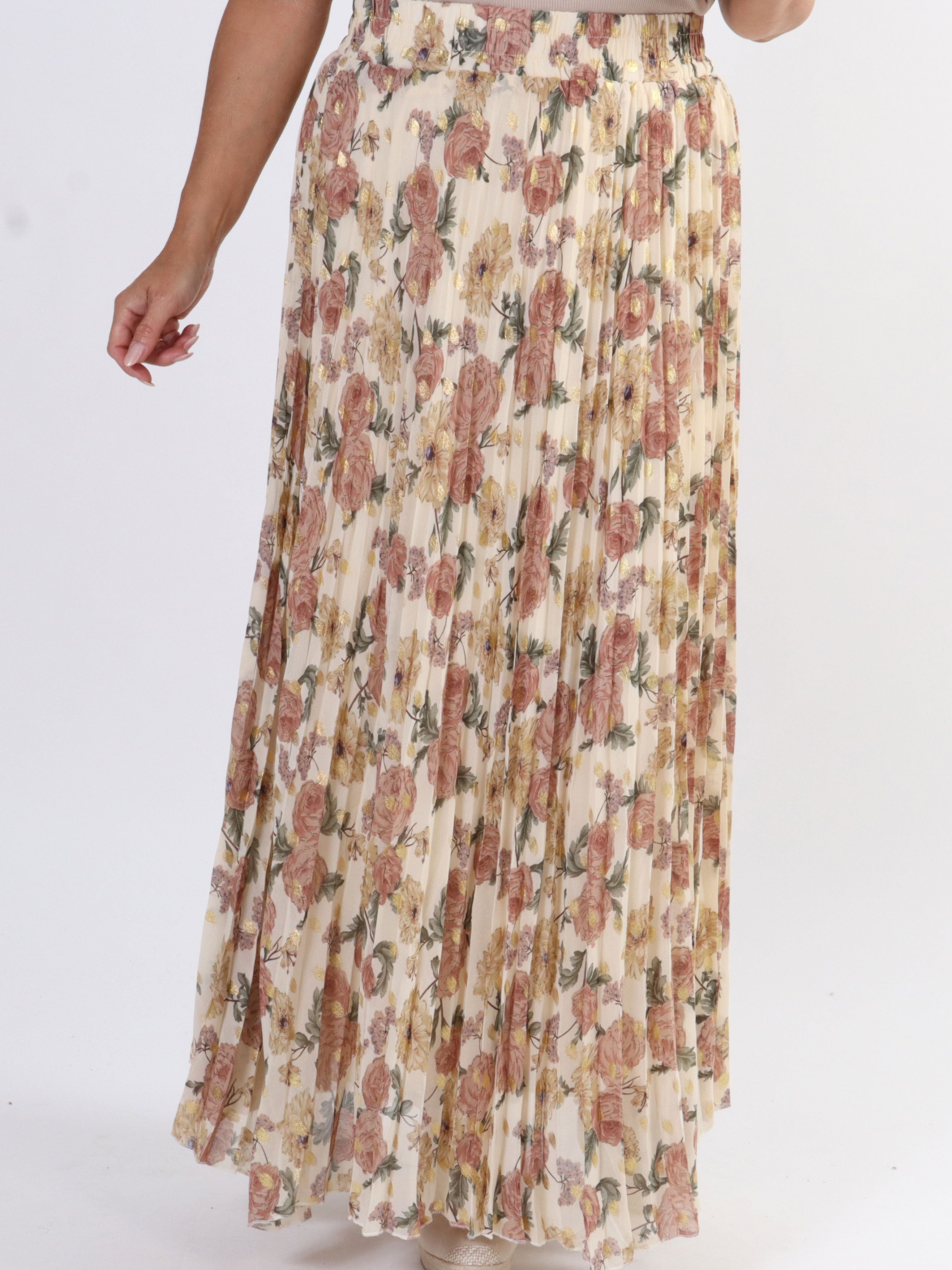 Josefine - Söt plisserad kjol med blommigt tryck - Black