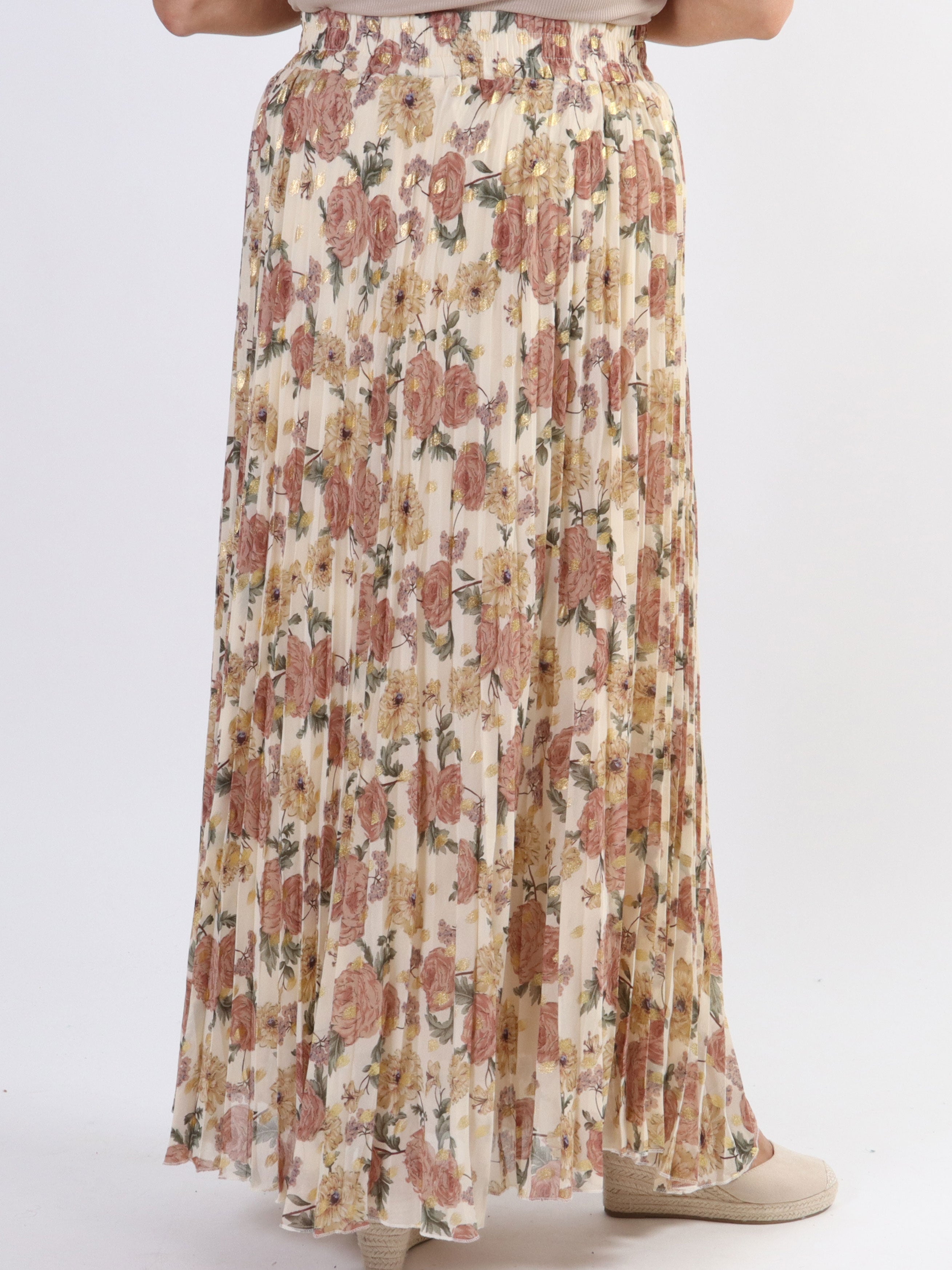 Josefine - Söt plisserad kjol med blommigt tryck - Black