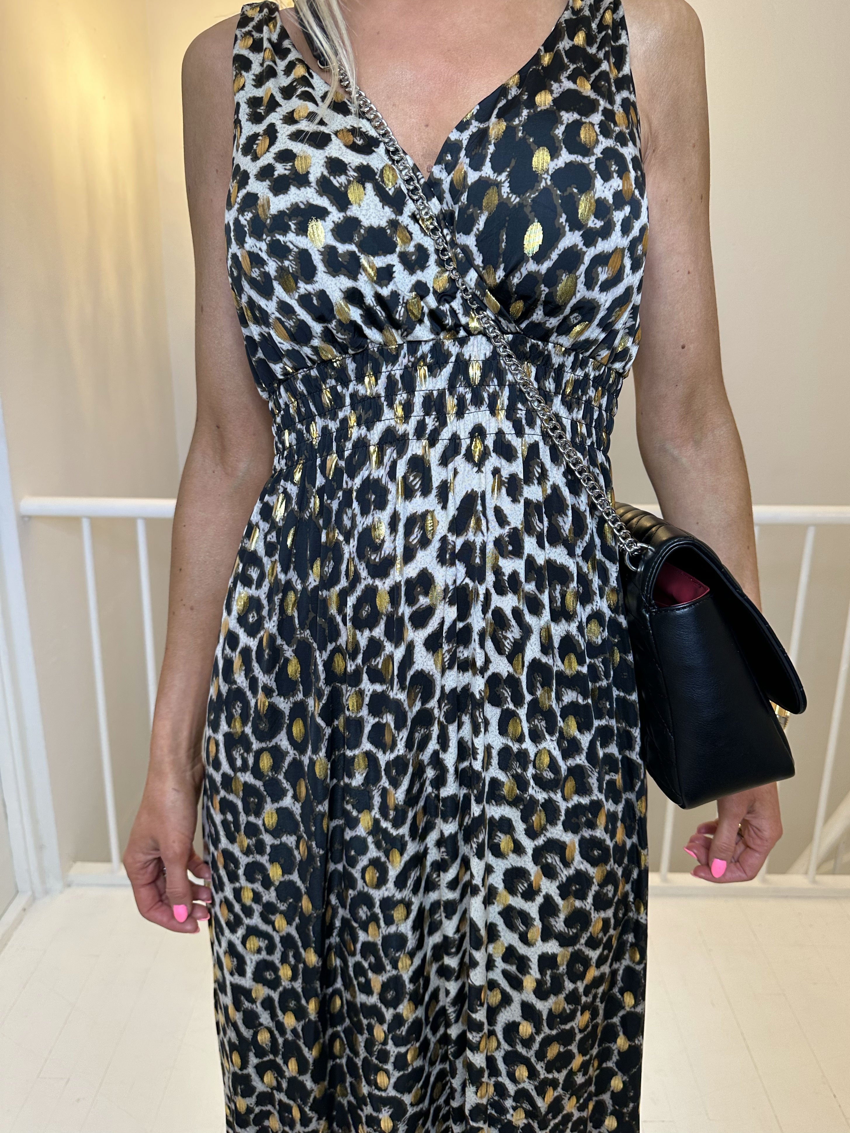 Kenza - Stretch klänning med leopardmönster