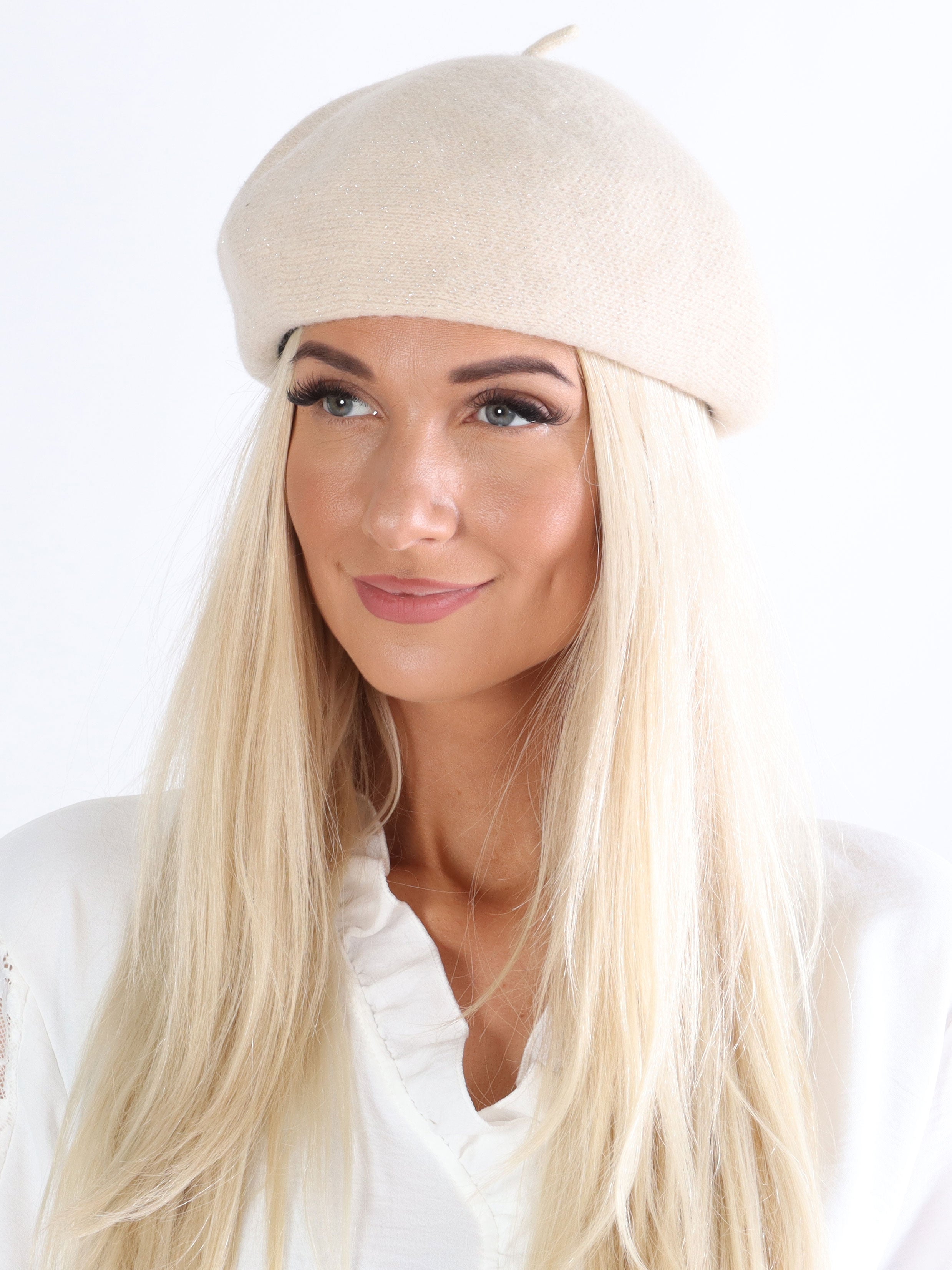 Esmaralda - Beige alpinmössa med glittertrådar