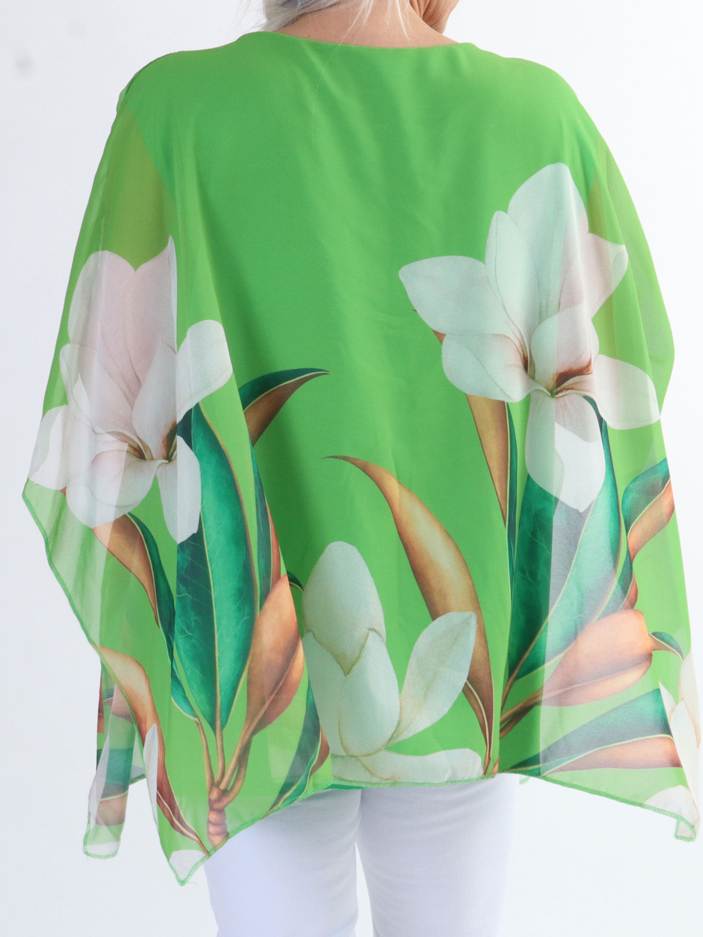 Mian - Färgglada plus size tunika med chiffonglager