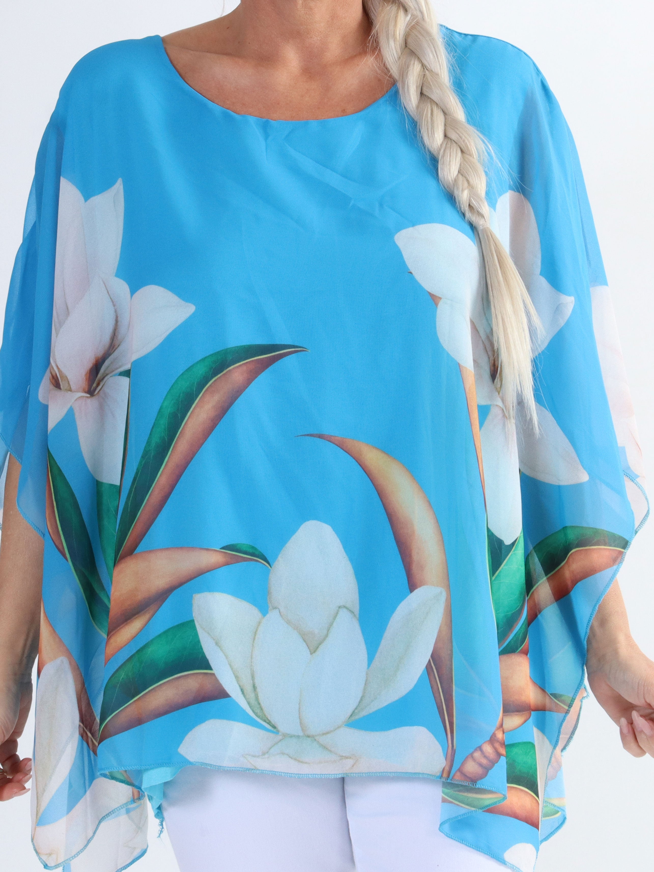 Mian - Färgglada plus size tunika med chiffonglager