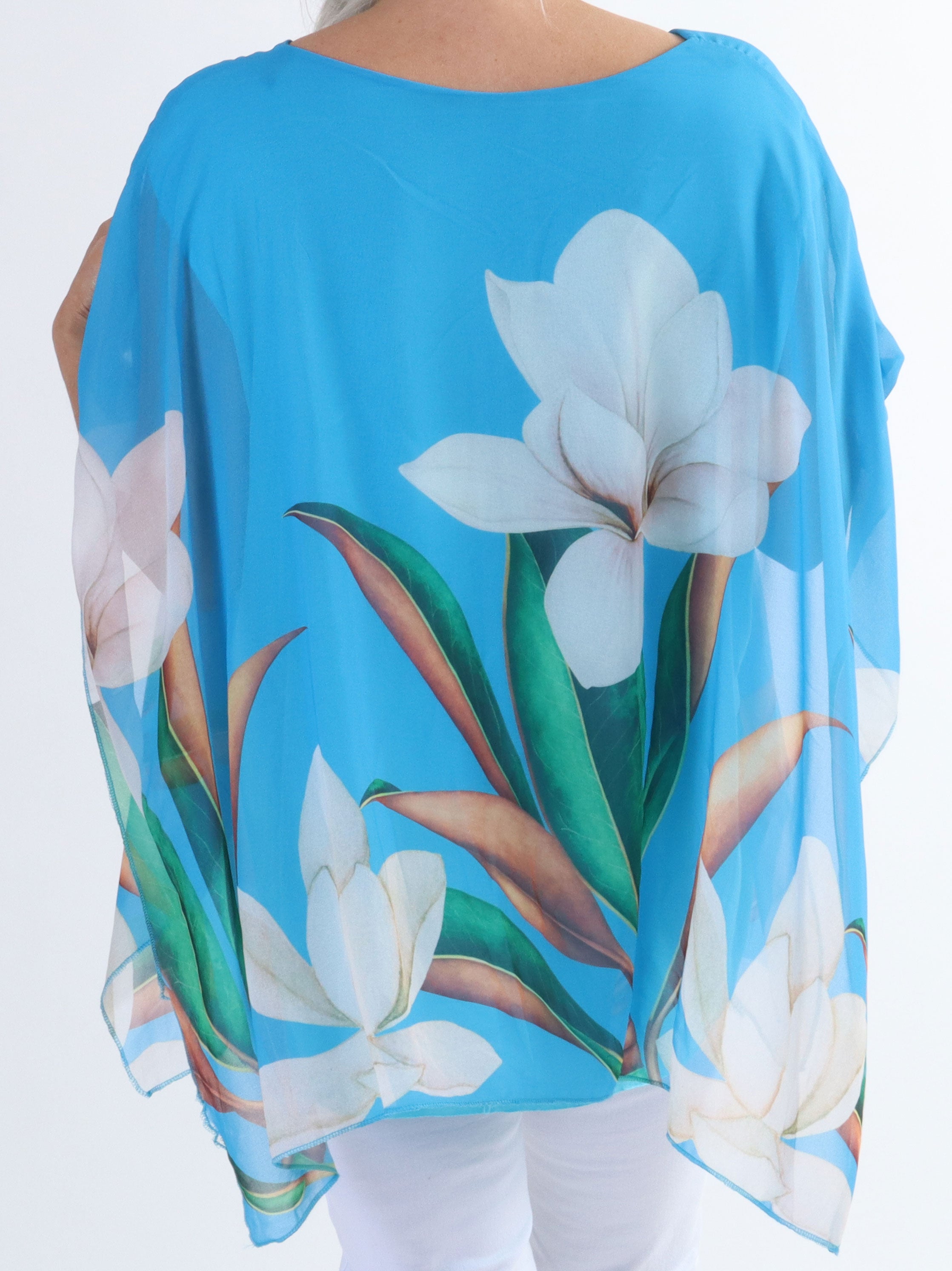 Mian - Färgglada plus size tunika med chiffonglager