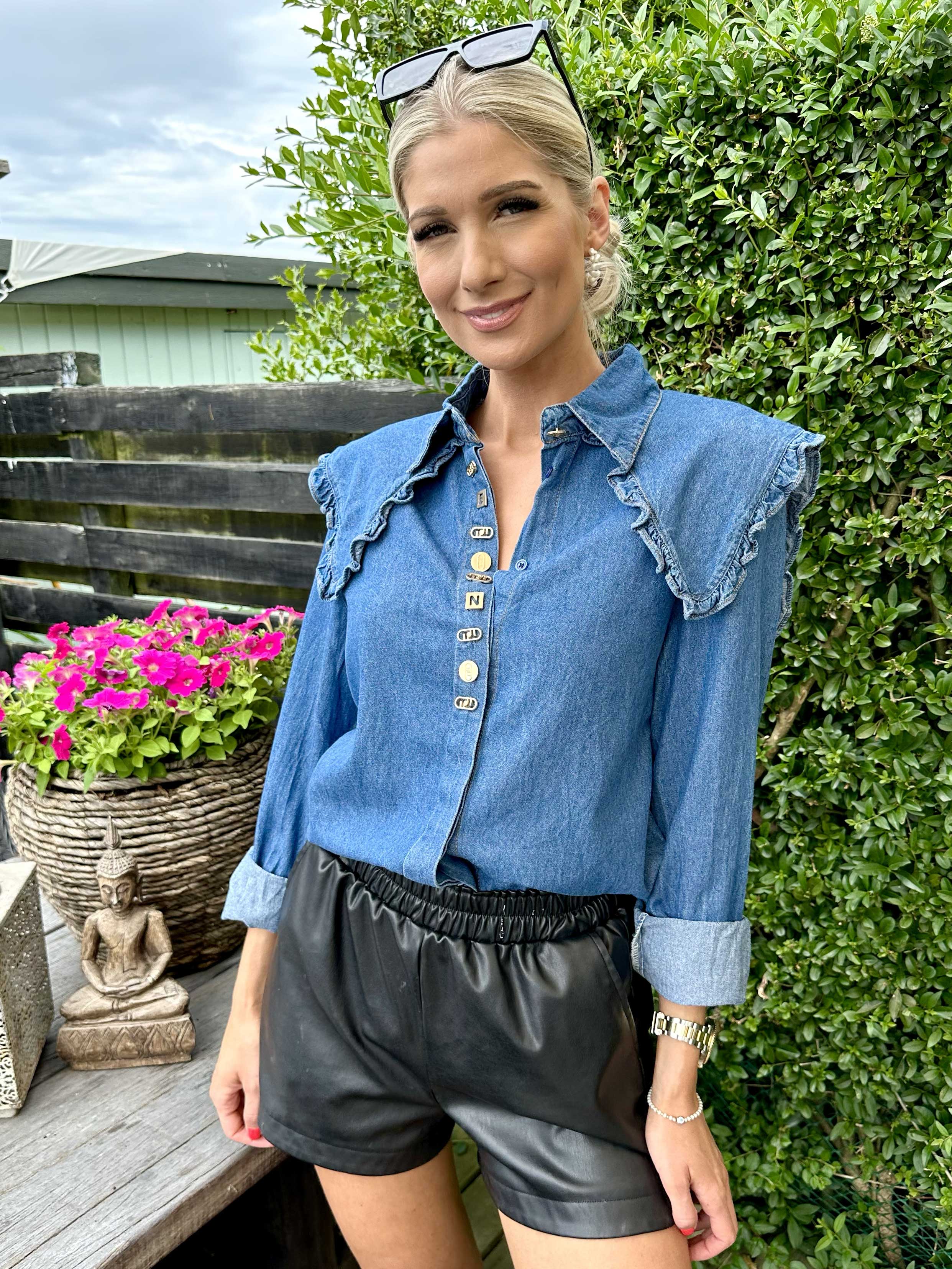 Ohio - Söt jeansskjorta med volanger - Denim