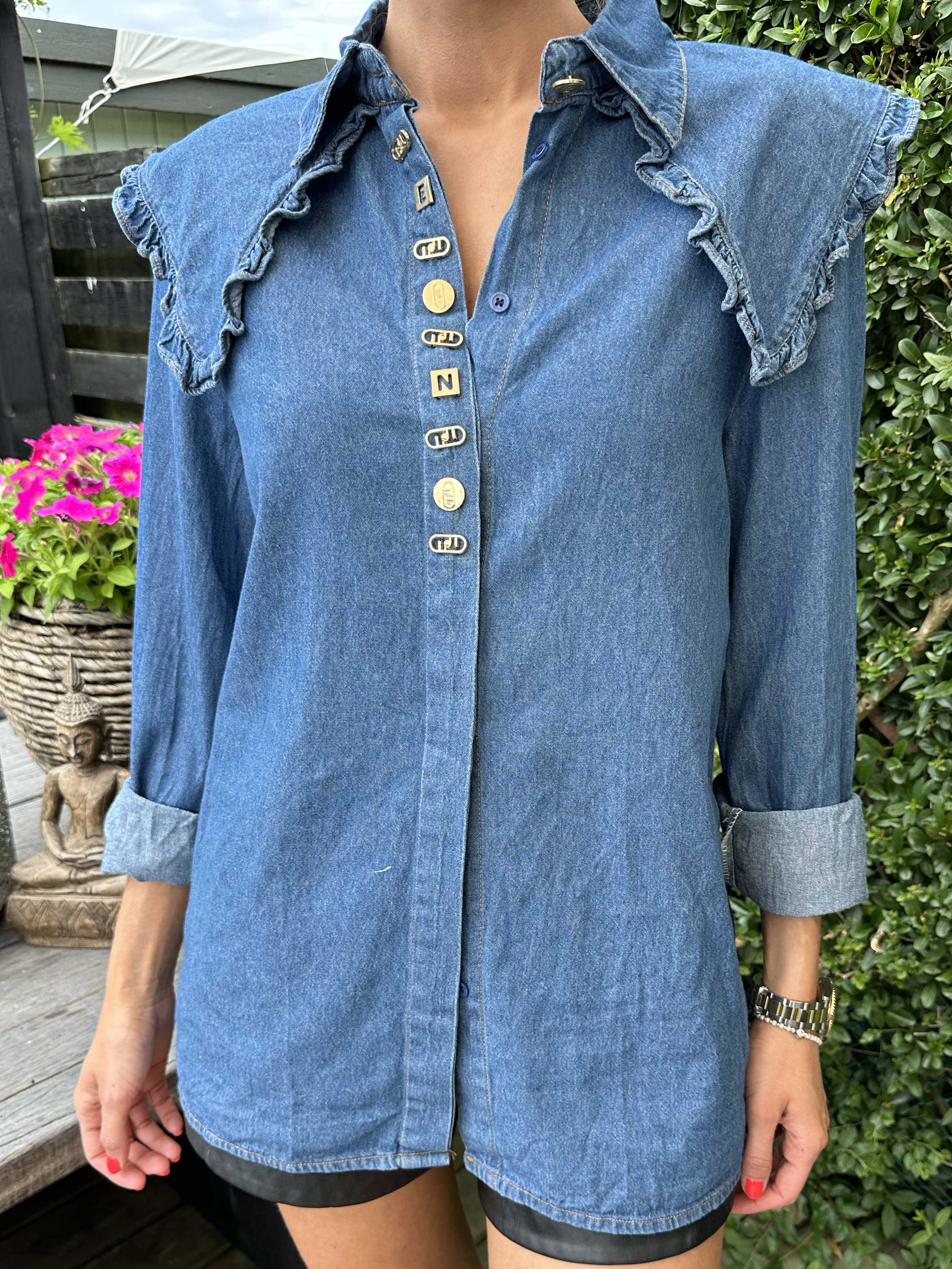 Ohio - Söt jeansskjorta med volanger - Denim