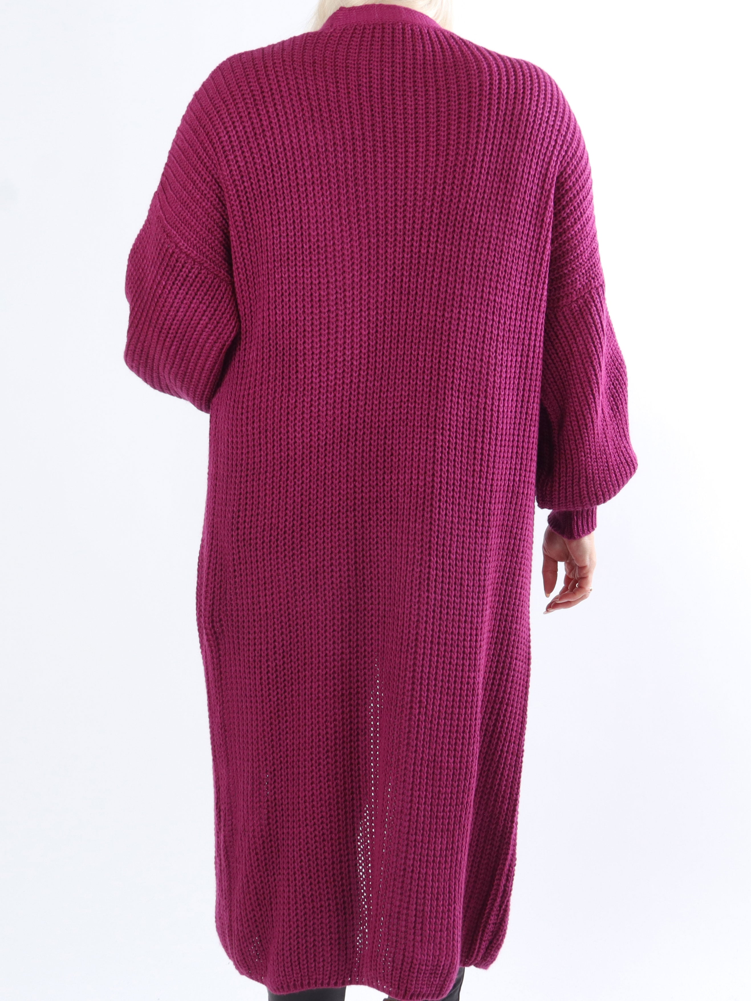 Sally - Stickad plus size kofta med ballongärmar