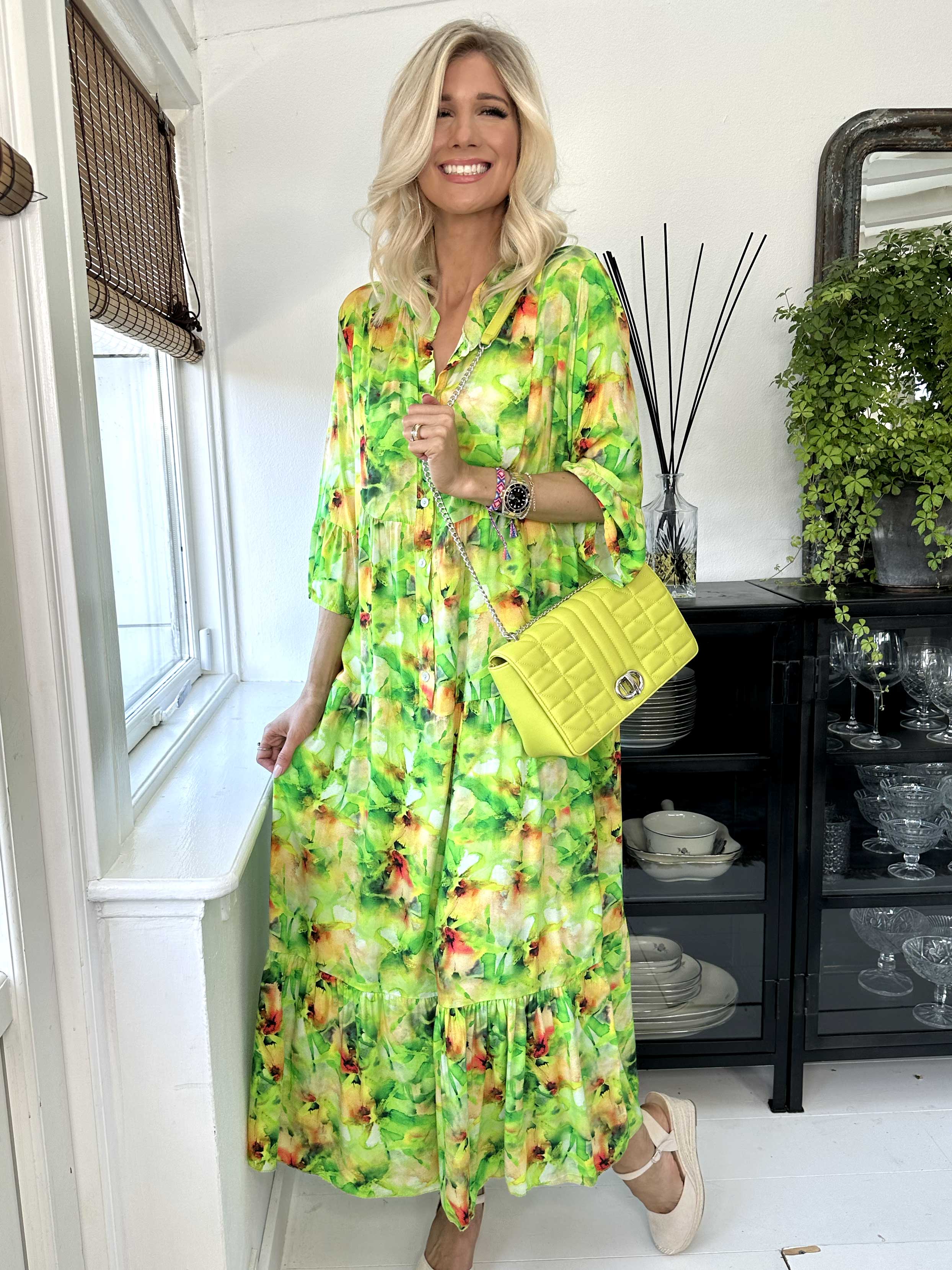 Timian - Lång mönstrad klänning med lager-på-lager-look - Purple