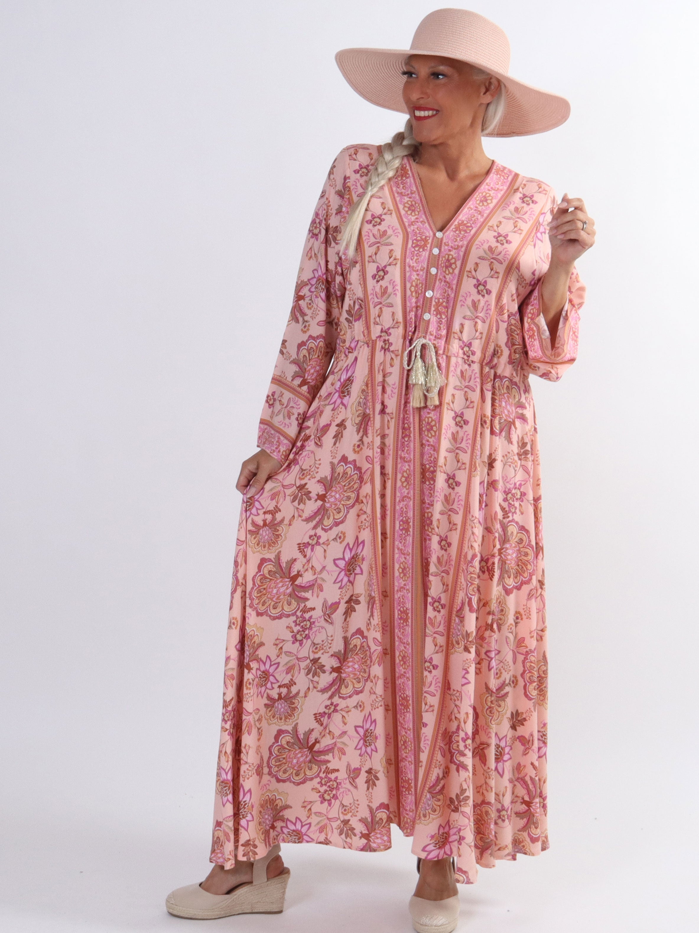 Victoria - Lång sommarklänning med knytband i midjan