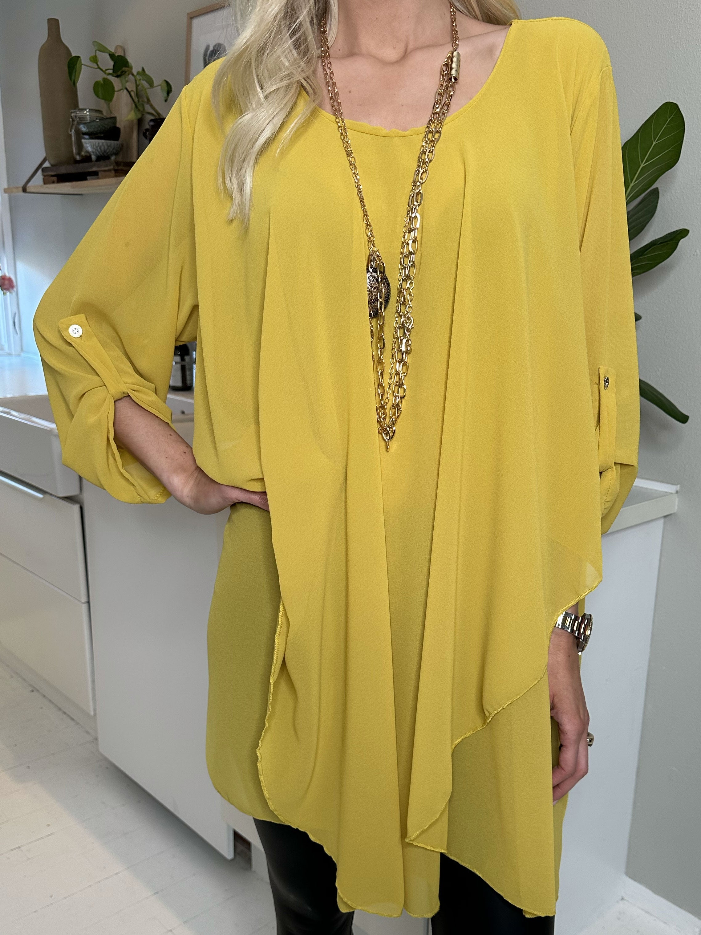 Wanda long sleeve - Tunica klänning i chiffong