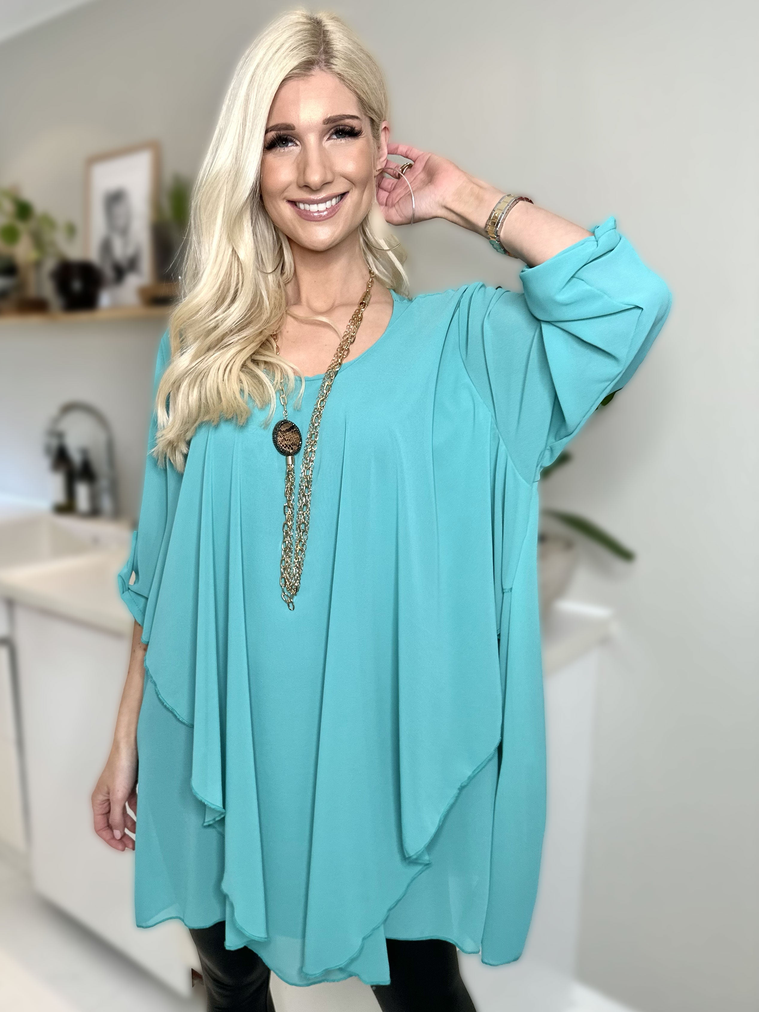 Wanda long sleeve - Tunica klänning i chiffong