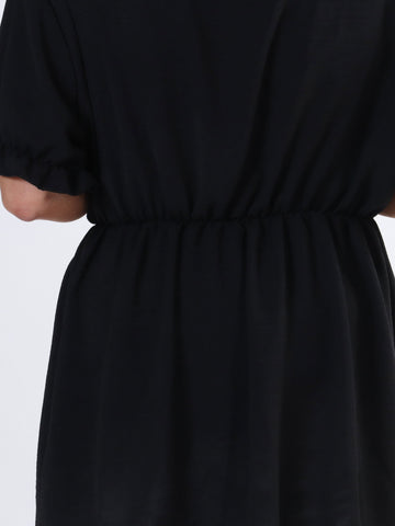 Yda Plain Short Sleeve - Söt plus size blus med resår i midjan